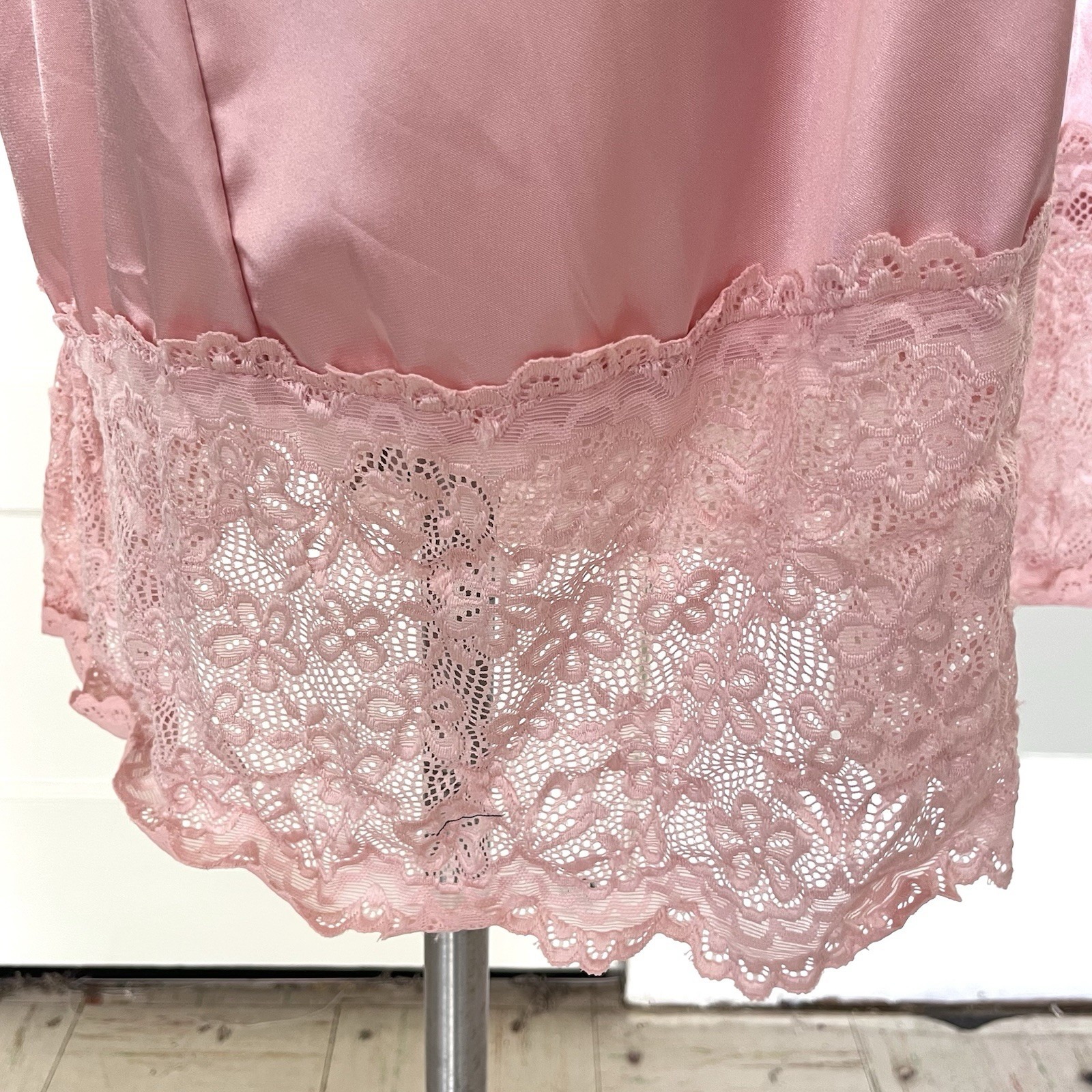 Pink Satin Baby Doll Nightie Lace Open Back Sexy Coquette Fairy Sz 3XL Curvy