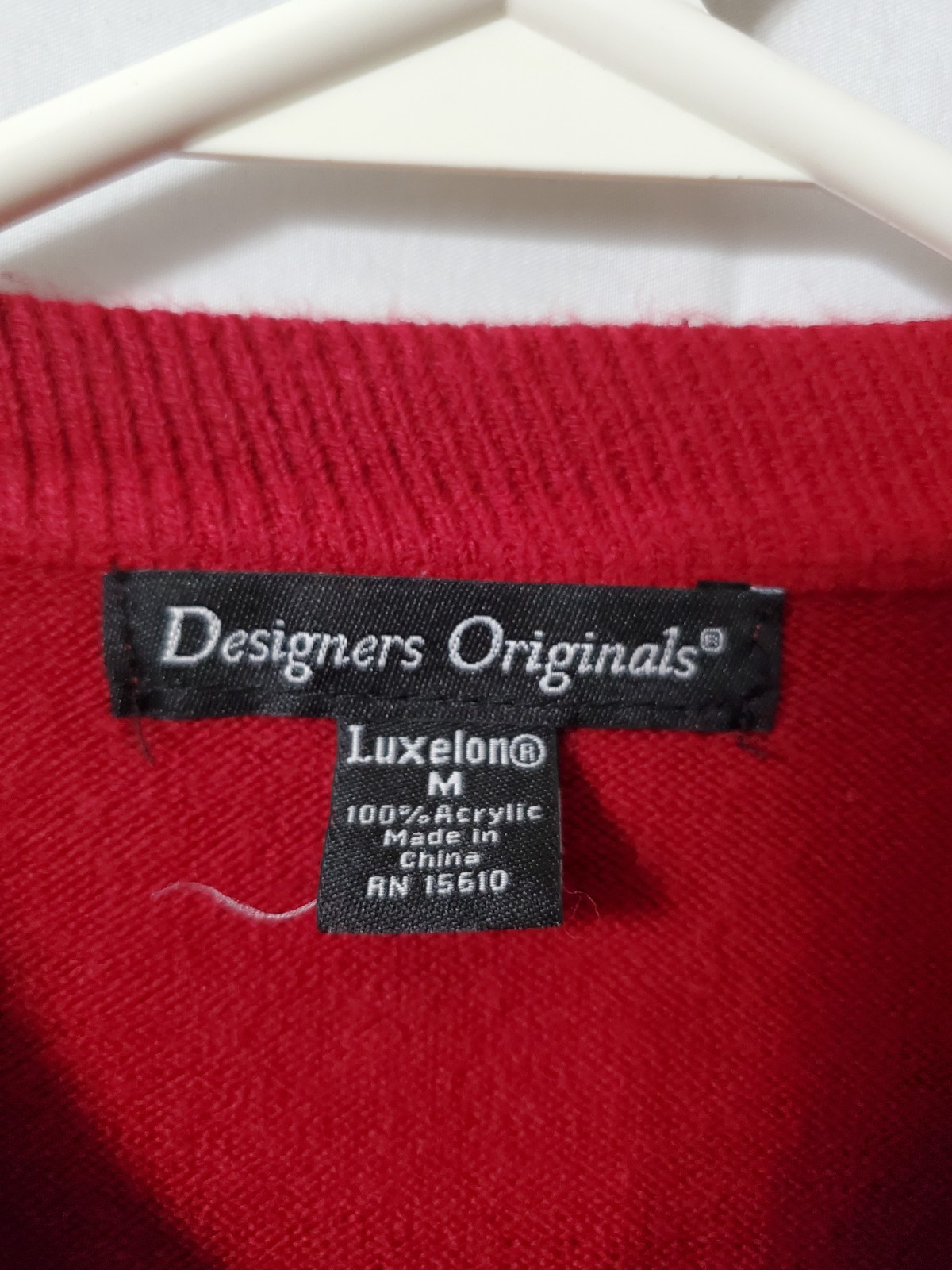 Vintage Designers Originals Luxelon Cardigan Size M Faux Pearl Button Grandma