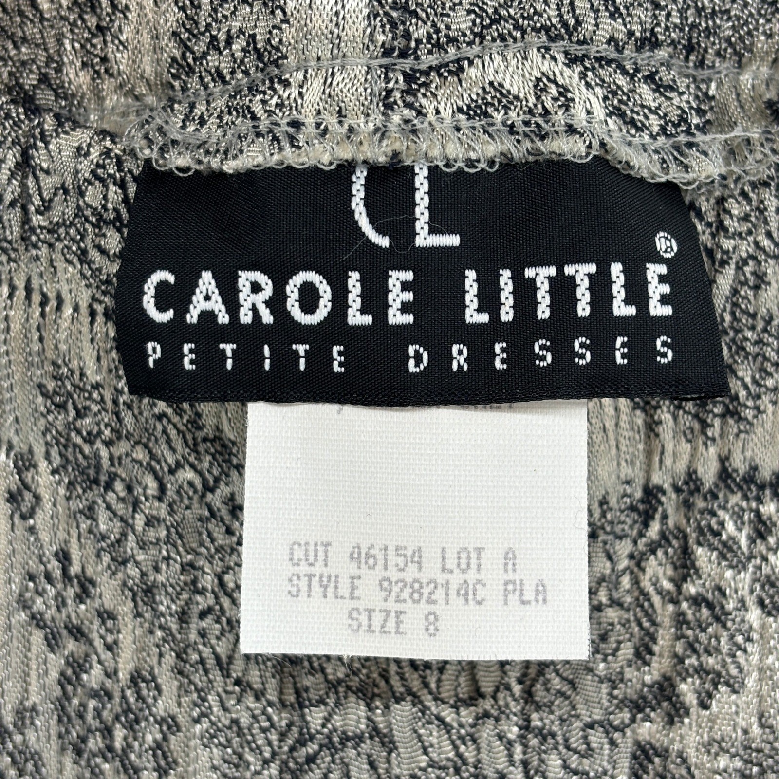 Vintage 90s Carole Little Pant Set Womens 8 Grey Jacquard Floral Two Piece Boho