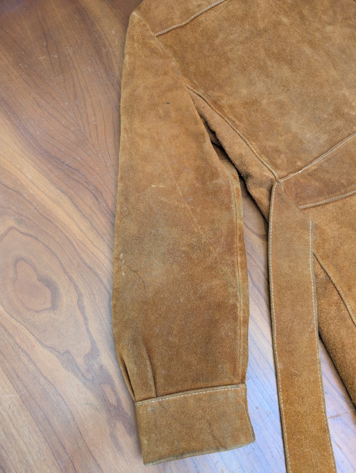 Vintage Tan Suede Hippy Boho Western Gothic Belted Safari Jacket 70s Women S