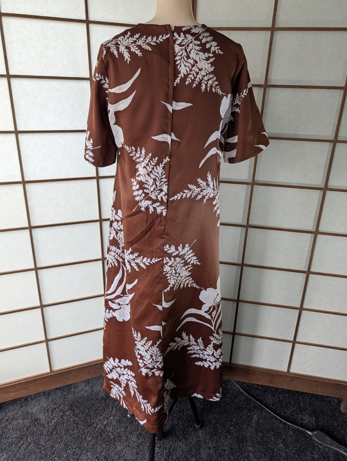 Vintage 70s 80s HAWAII NEI Honolulu Honeymoon Set Brown White Botanical Print 10