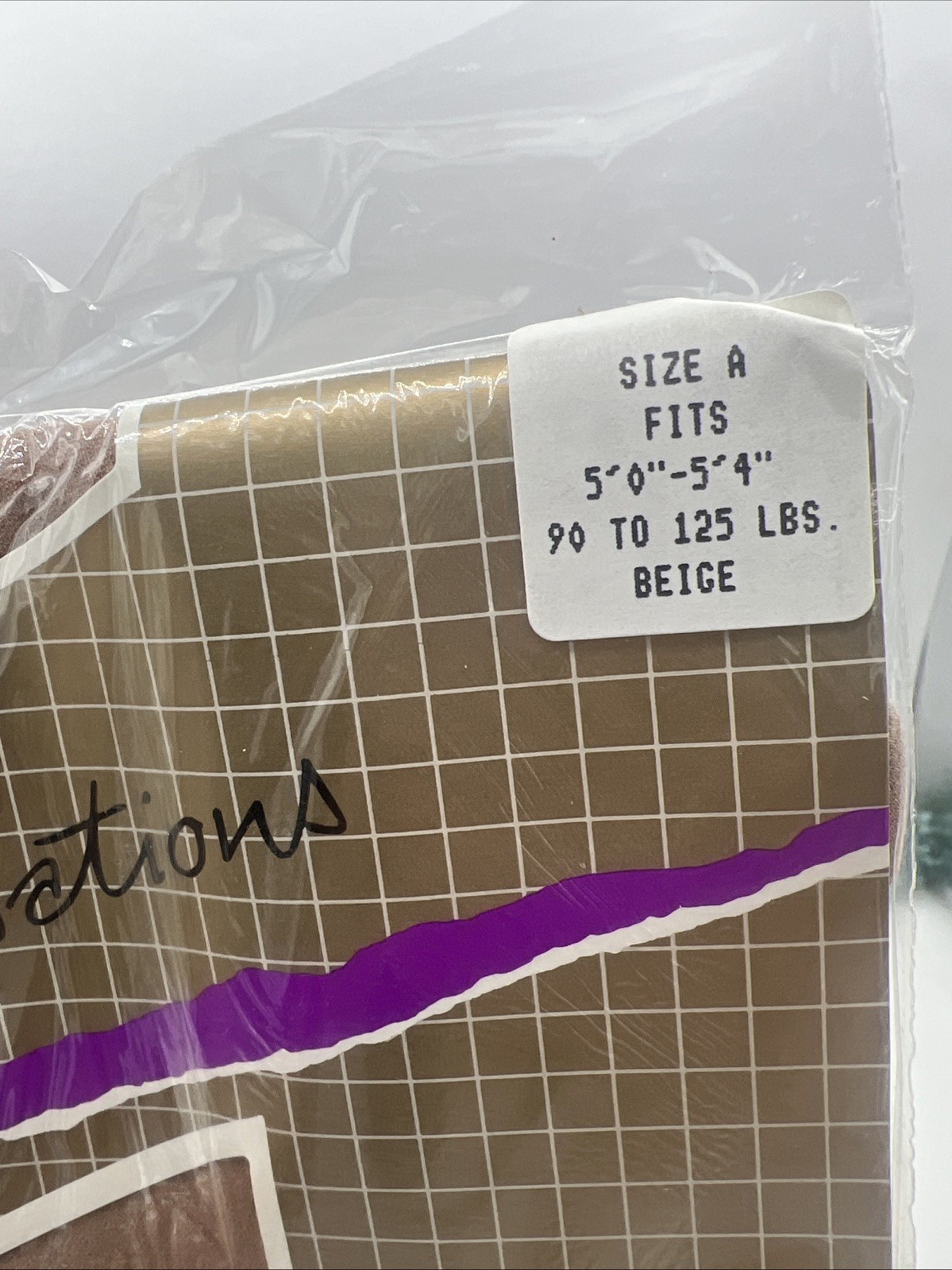 2 VTG Sabra LycraSensations Pantyhose Size A Beige Cotton Crotch Sandalfoot