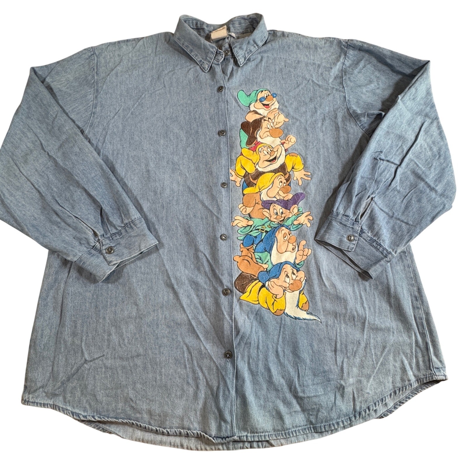 Vintage Disney Snow White Seven Dwarfs Denim Shirt Jerry Leigh Blue Women’s 20