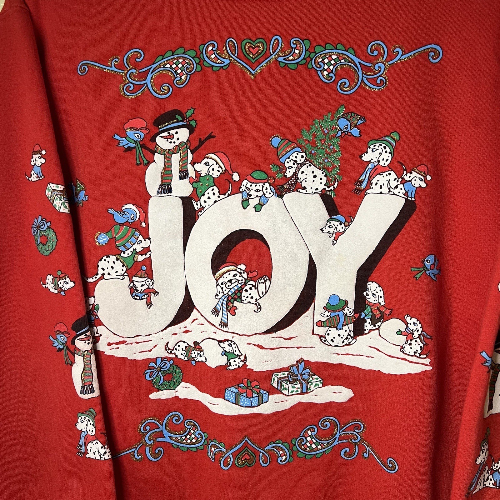 VTG YS AMERICA Joy Graphic Ringer Christmas Sweatshirt