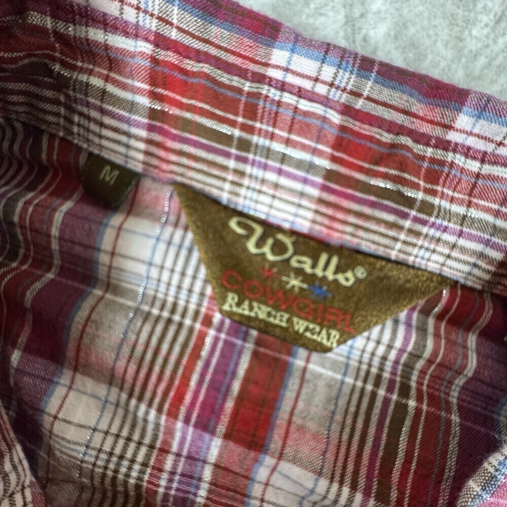 Walls VTG Ranch Wear Western Shirt Womens Cowgirl Pearl Snap Up Red Rodeo M
