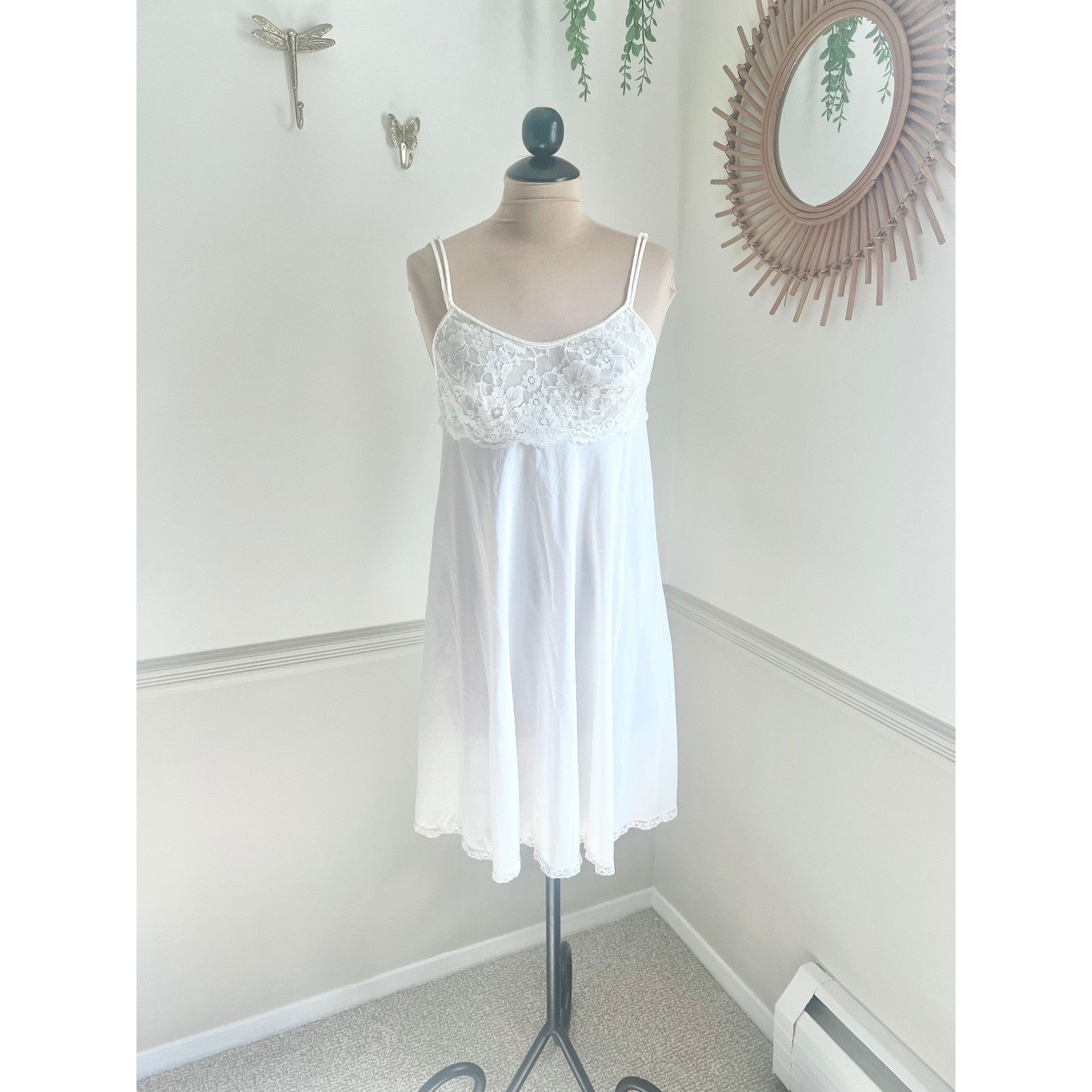 Vintage Vanity Fair White Lace Slip Dress