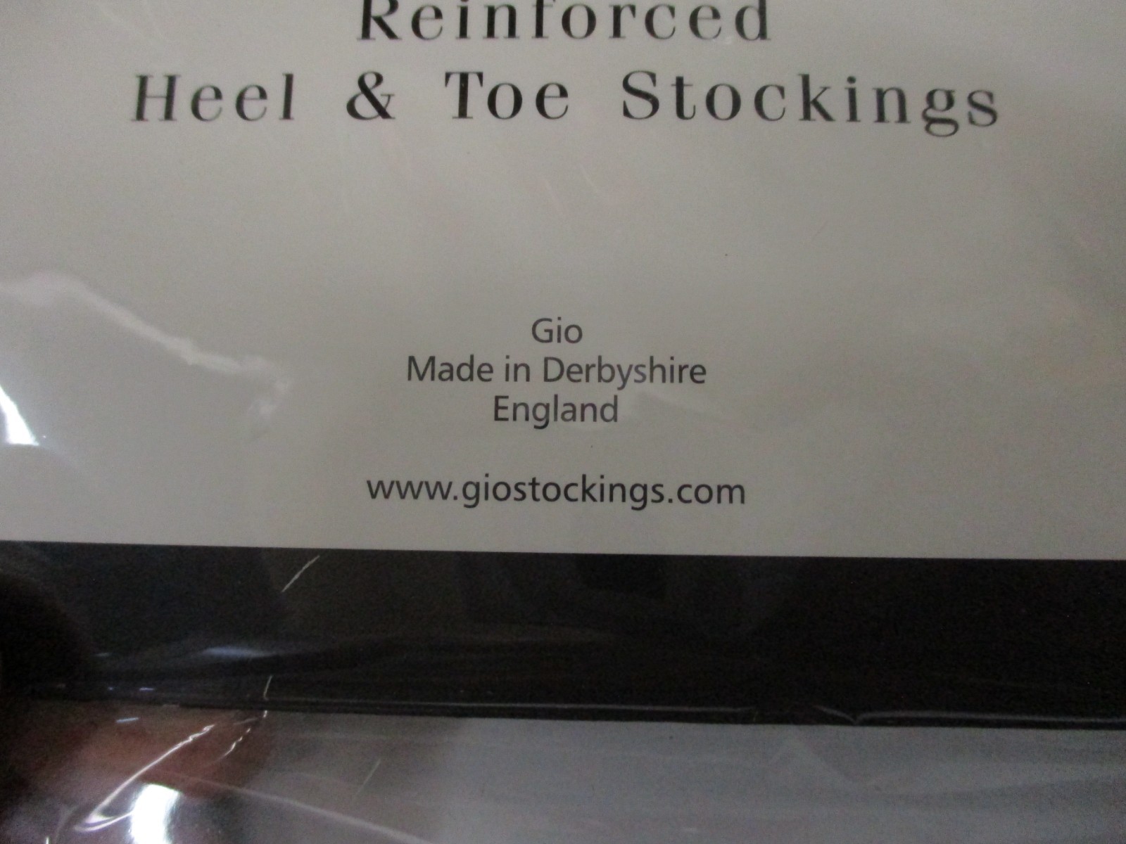 1PR VINTAGE GIO CONTRAST RHT SHEER FLAT KNIT NYLON STOCKINGS 11 LONG BLACK