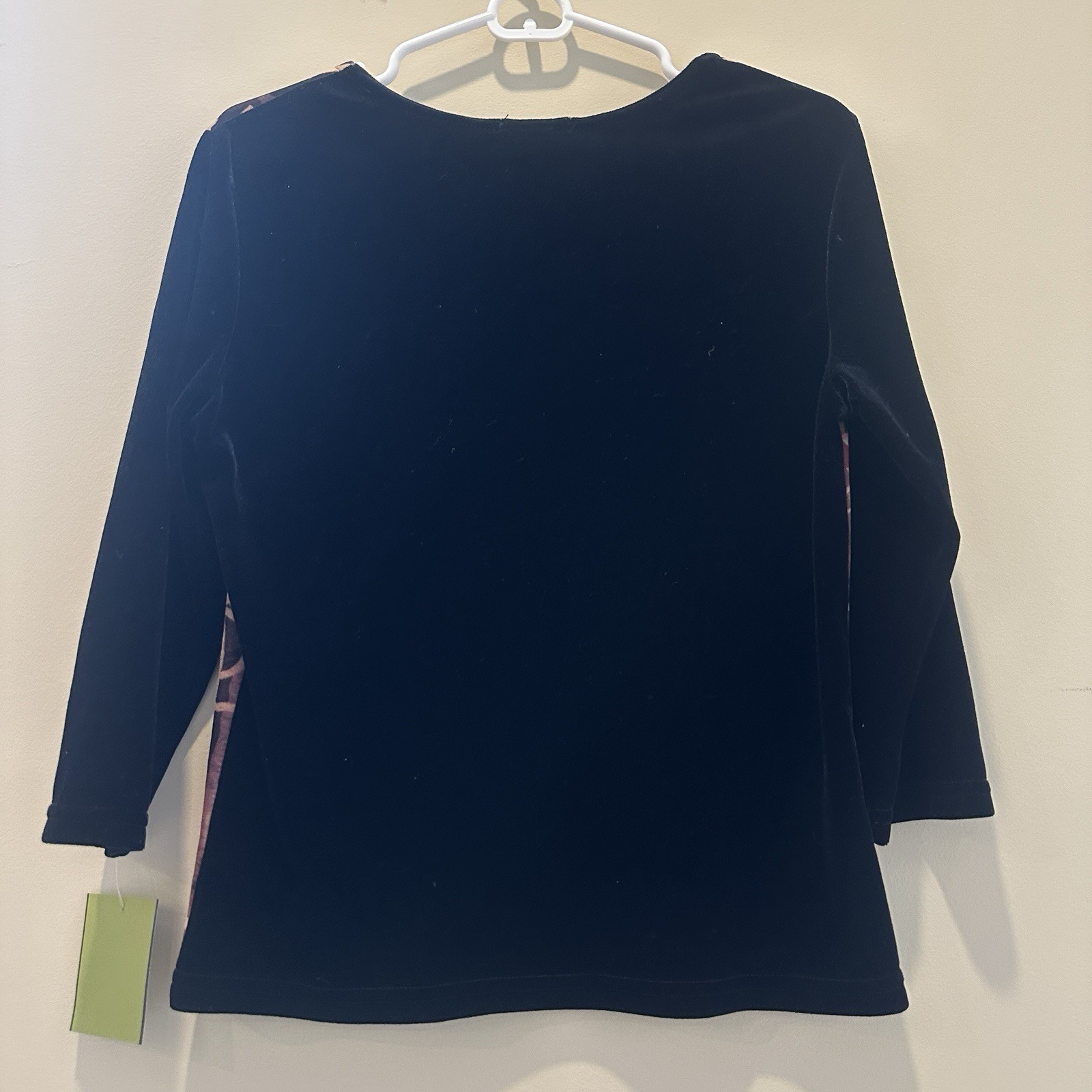 DB Sport NWT Women 90s Vintage Velvet Top 3/4 Sleeve Nouveau Art SzM Indie Retro