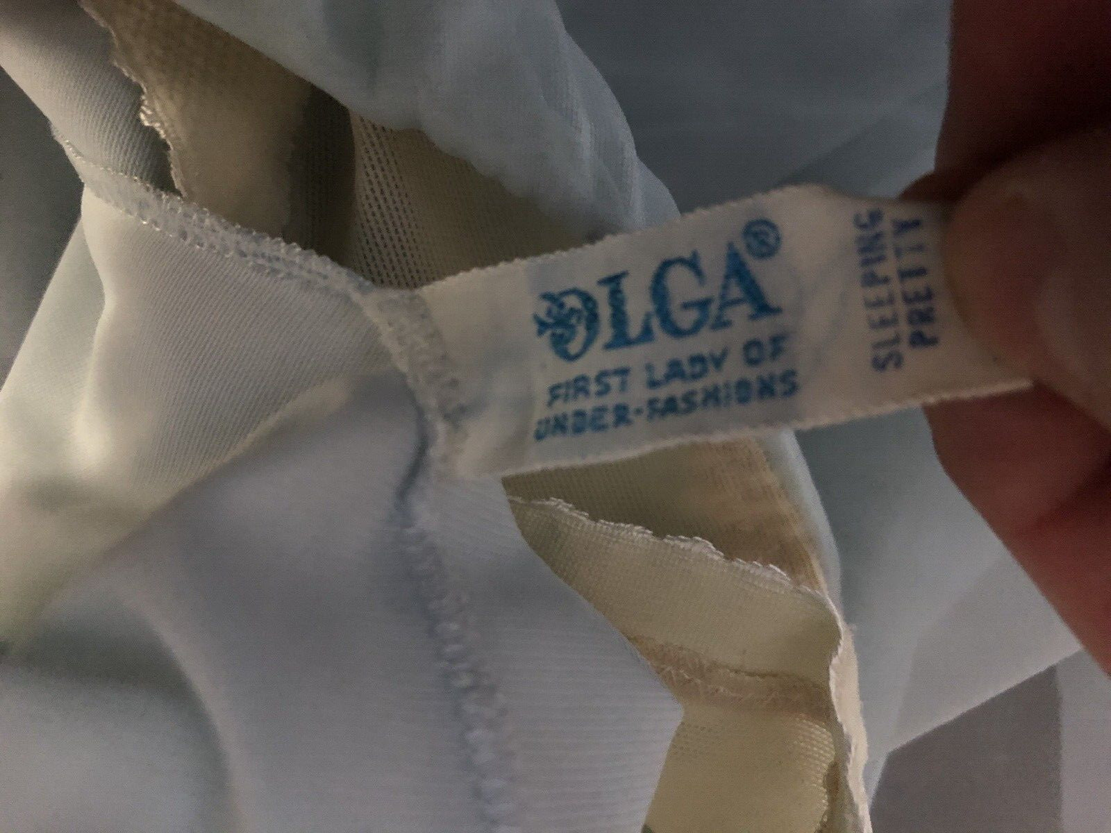 Vtg OLGA BABYDOLL NIGHTGOWN short sexy pinup girl 1960s lace bra SLEEPING PRETTY