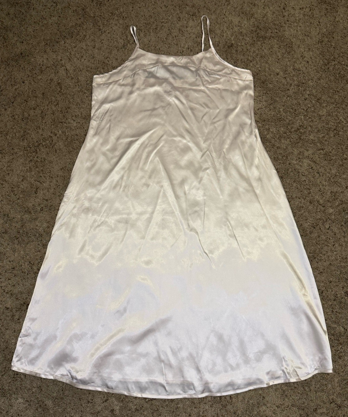 Womens Slip Long Nightgown Dress Gown Cream Satin Silky Romantic Feminine Sz 1X