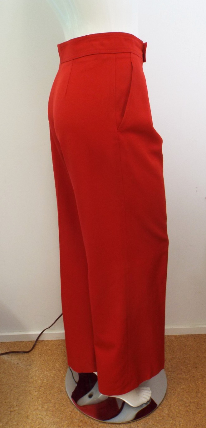 VTG 1970 Yves Saint Laurent Rive Gauche Red Wool Pants YSL Wide Leg Trousers USA