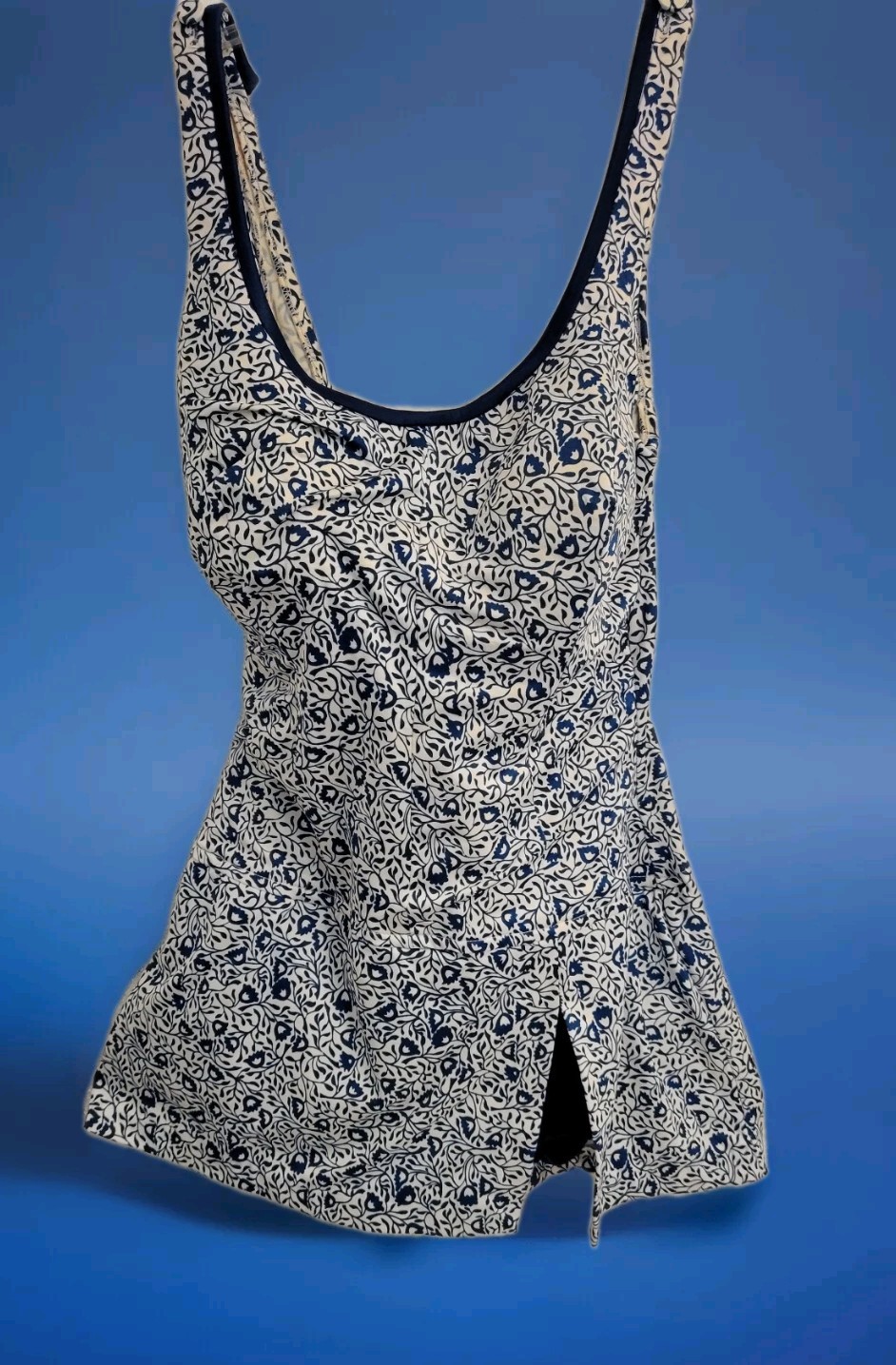 Swimsuit Roxanne Perfection Fit 16/38 Blue Skirt Ruched Union Tag Vtg Label Note