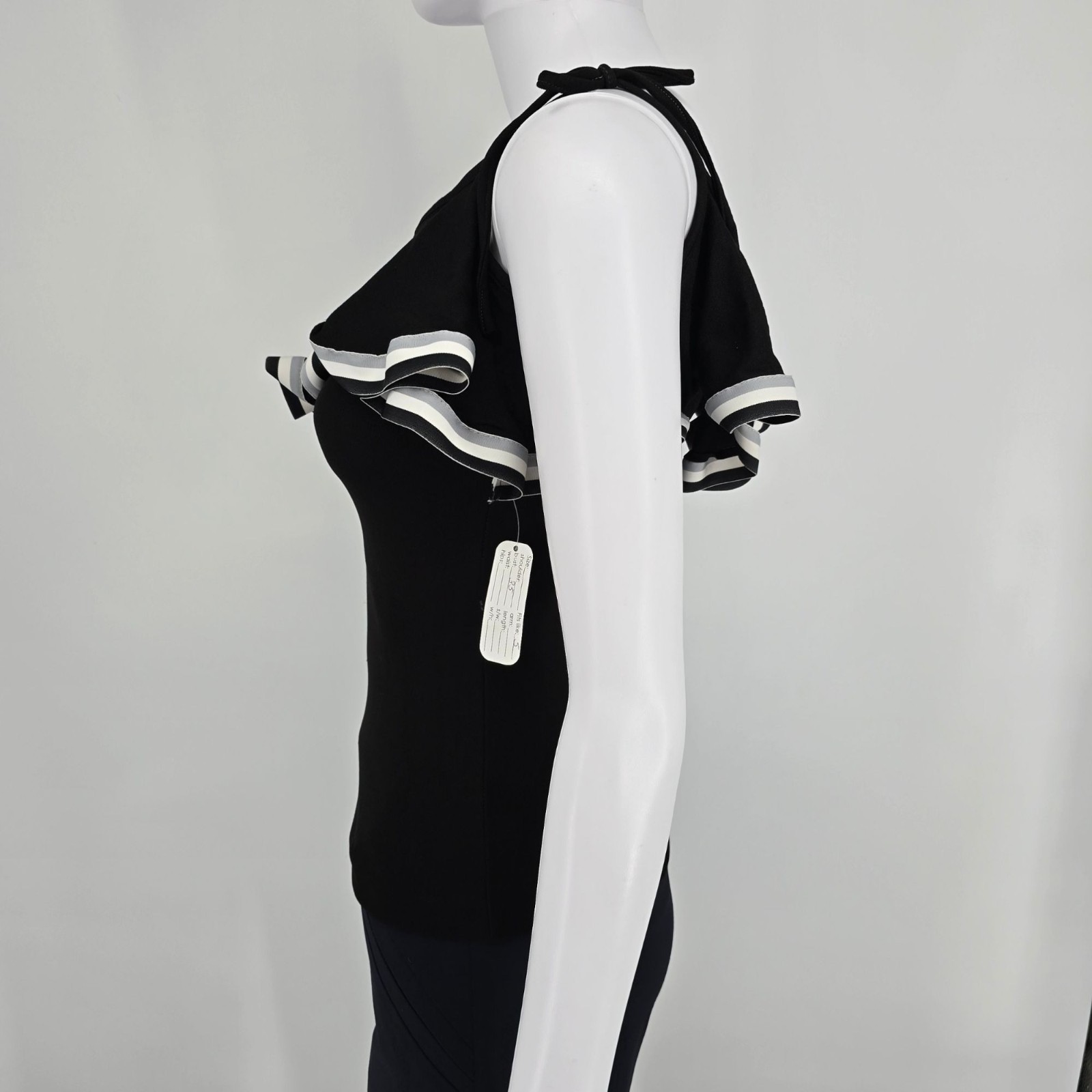 Vintage 1970s Women’s Black Stretch Knit Ruffle Flounce Disco Party Top (S)