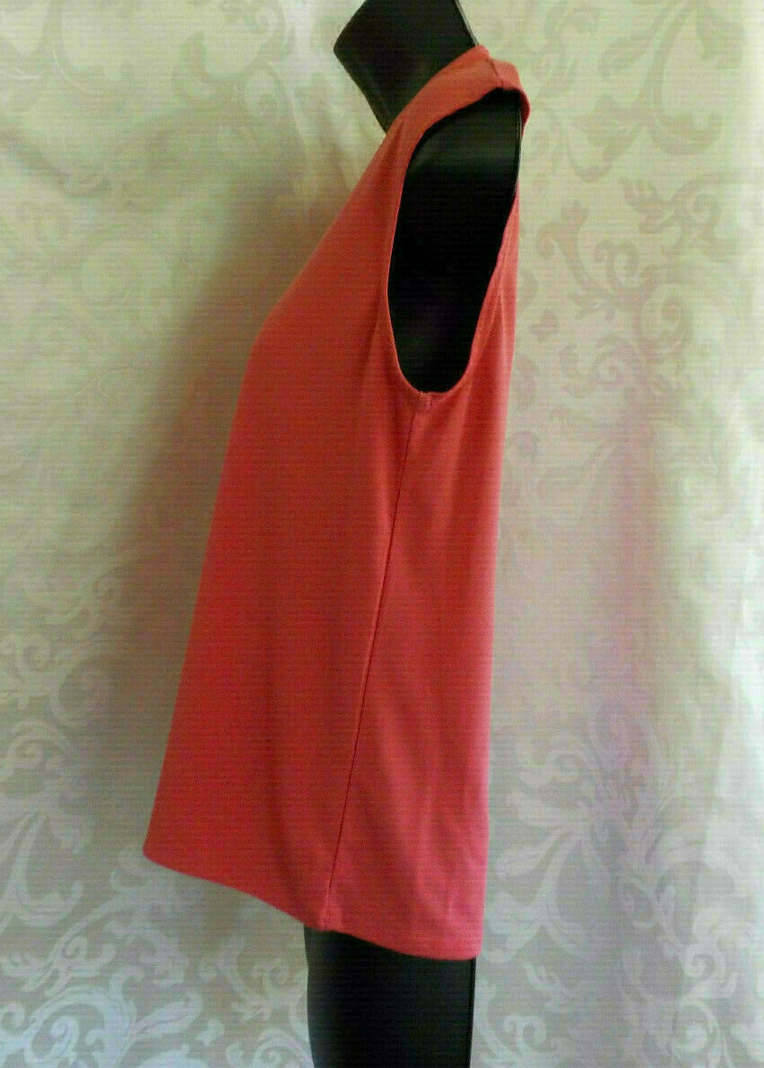 Vintage N Touch Blouse Size PS Coral Scoop Neck Sleeveless Polyester Blend EUC