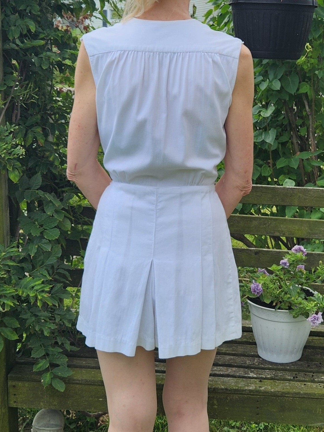 Vintage 1930s Playsuit White Cotton Jumpsuit Romper Beach 30s F.B. Horgan
