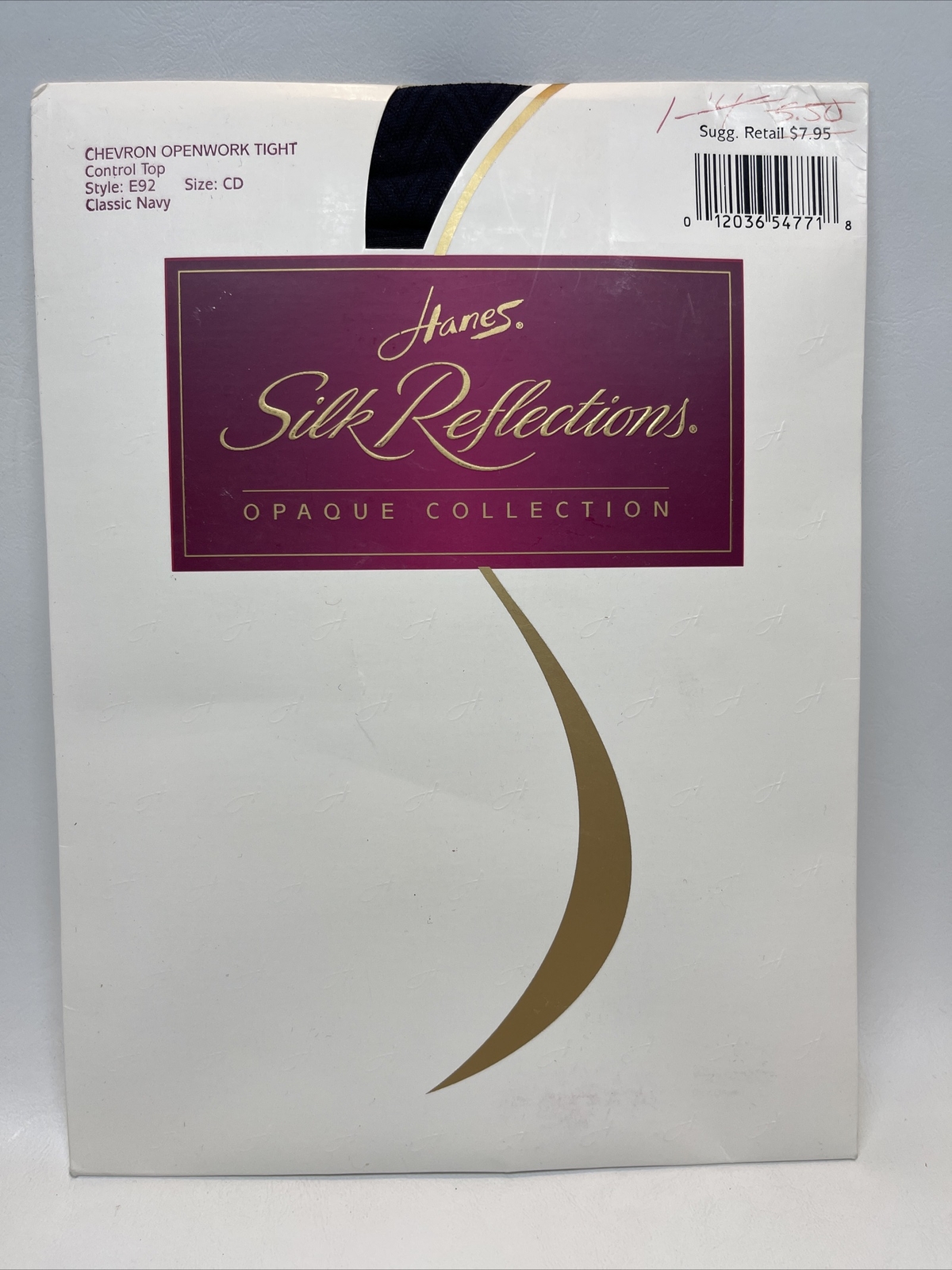 Vtg 90’s Hanes Nylon Textured Pantyhose Opaque Control Top Navy Size CD