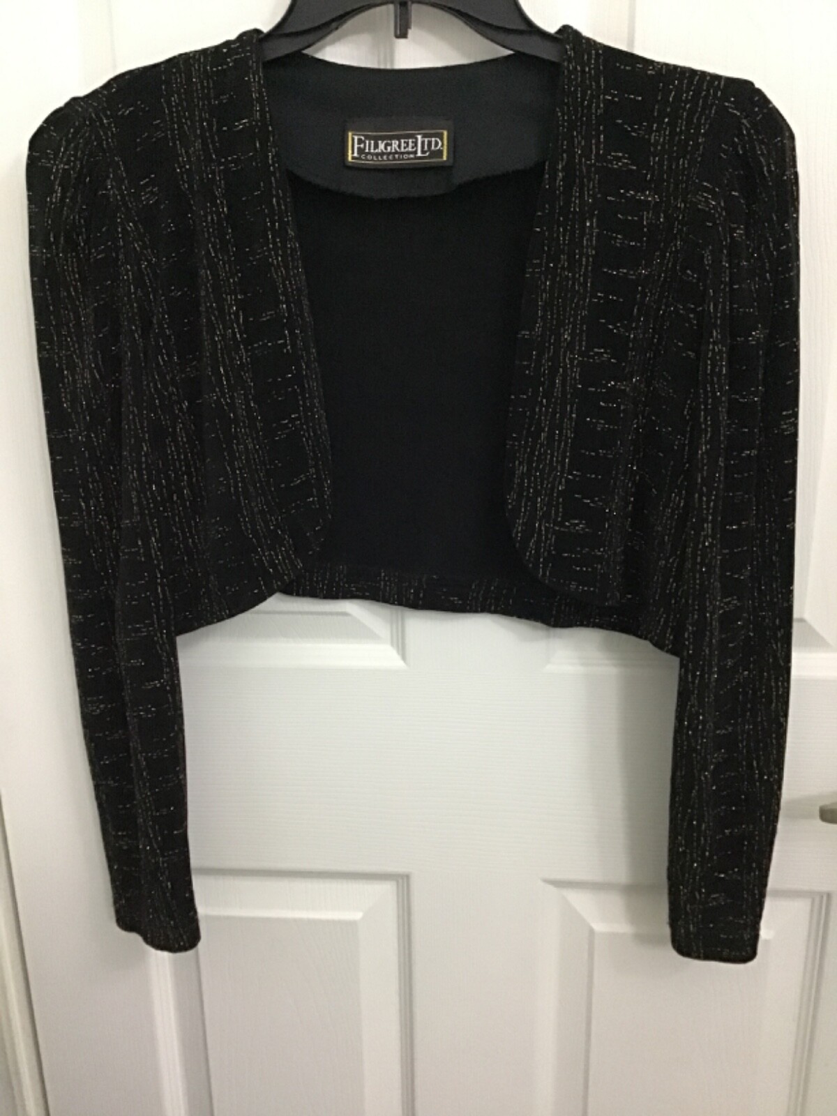 Vintage Filigree Ltd. Collection Black Sparkly Bolero Jacket