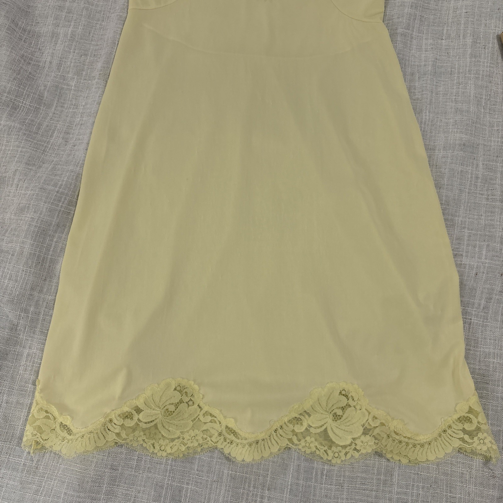 Vintage Sears Nylon Lace Full Slip Yellow Size 34 Dainty