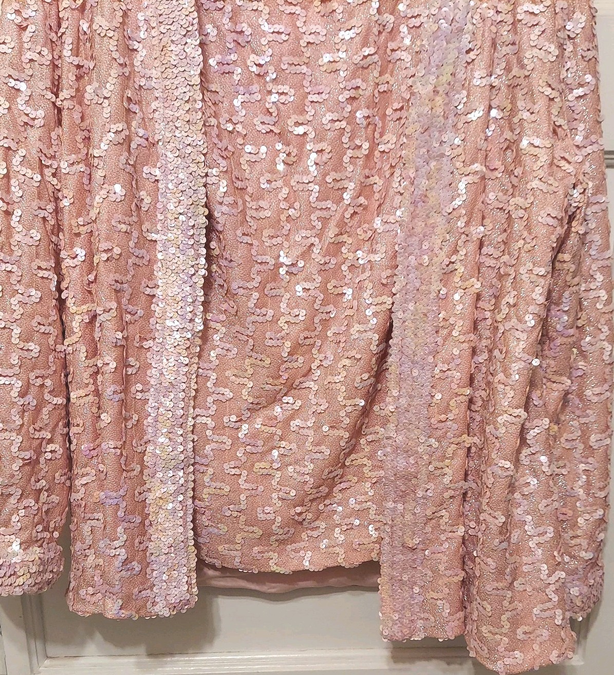 Vtg Lilli Diamond Ladies 2 Pc Pink Sequined Lined Jacket & Top Set