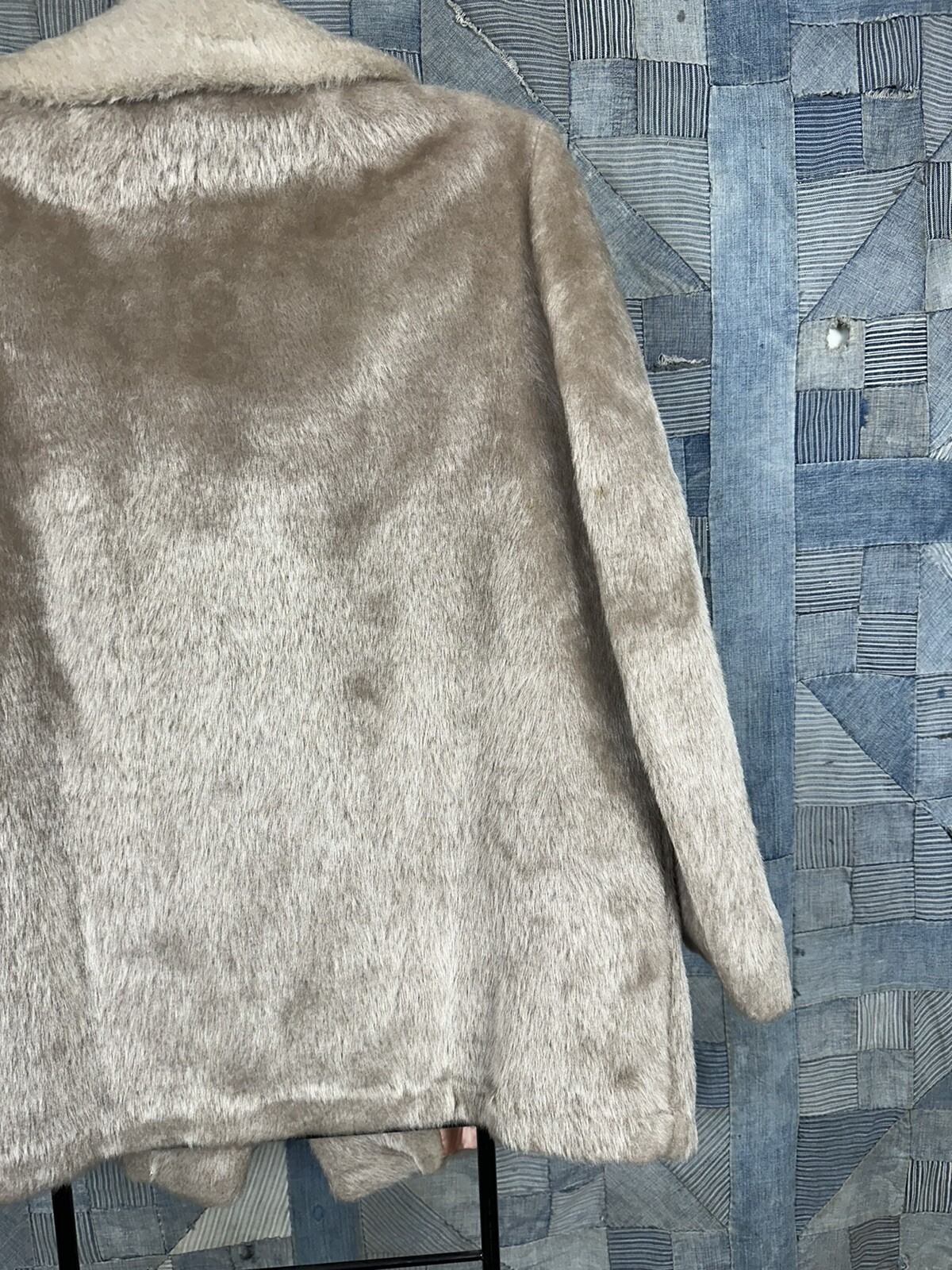 60s VINTAGE Faux Fur Pea Coat Wood Buttons Size Small Gorgeous