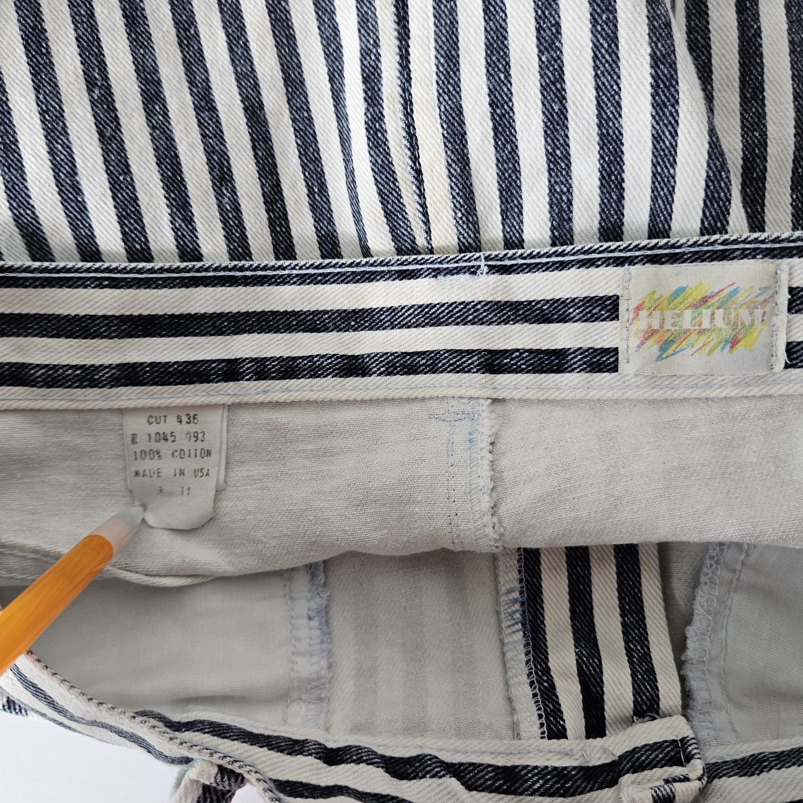 70s 80s Vintage HELIUM Striped PENCIL DENIM SKIRT USA SIZE 11 TALON 42 ZIPPER