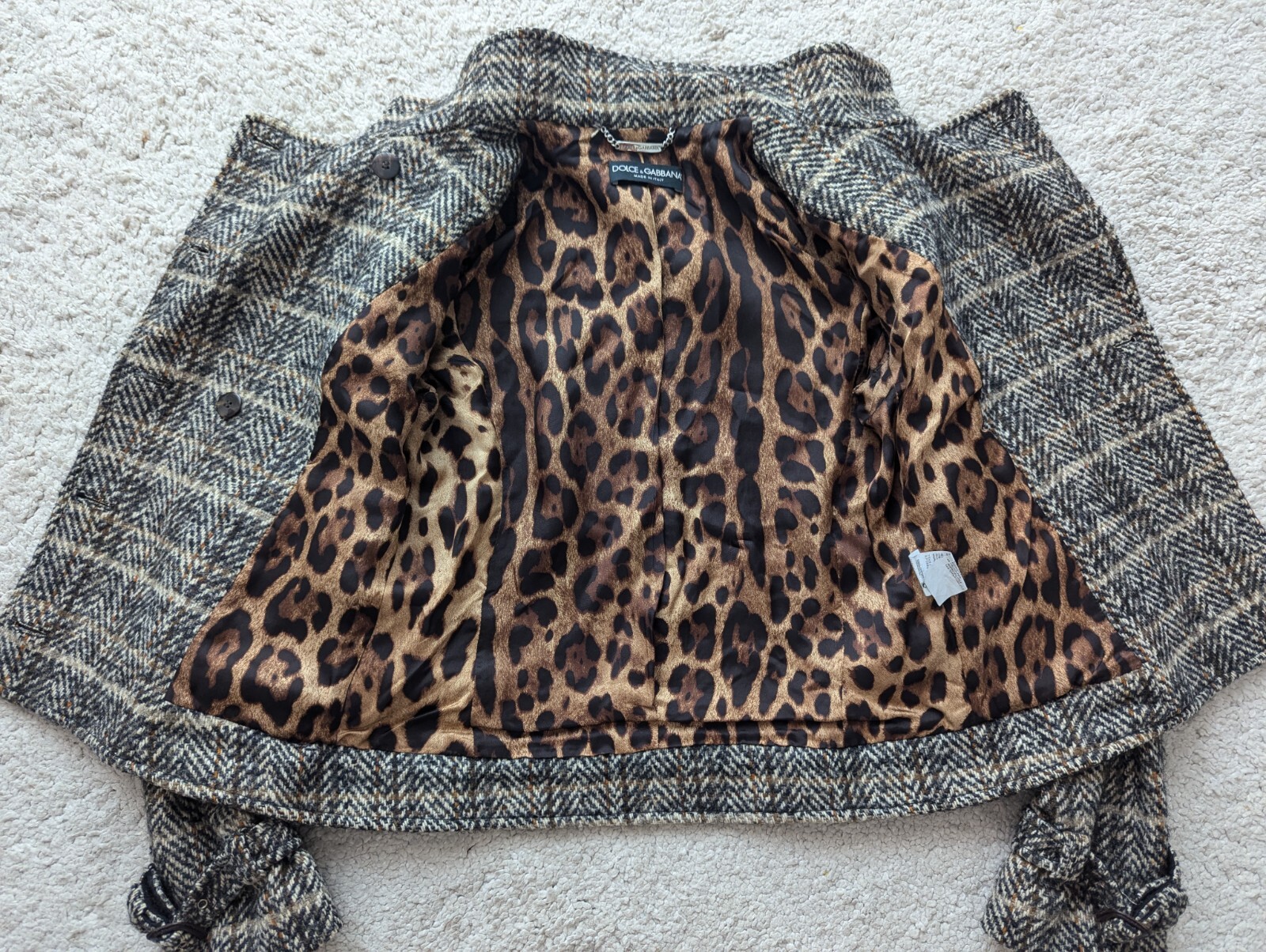 Dolce & Gabbana Wool Mohair Alpaca Short Coat Collar Double-Breasted Jacket 40 S
