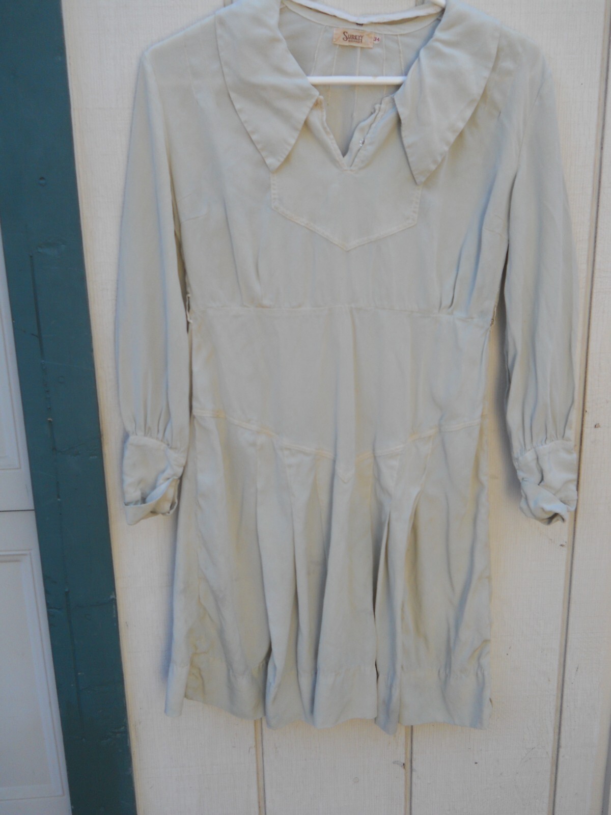 TWO DRESSES VINTAGE 40’S WOMEN’S SILKY GREY LONG SLEEVE DRESS SZ 34 &SZ 12 AS IS