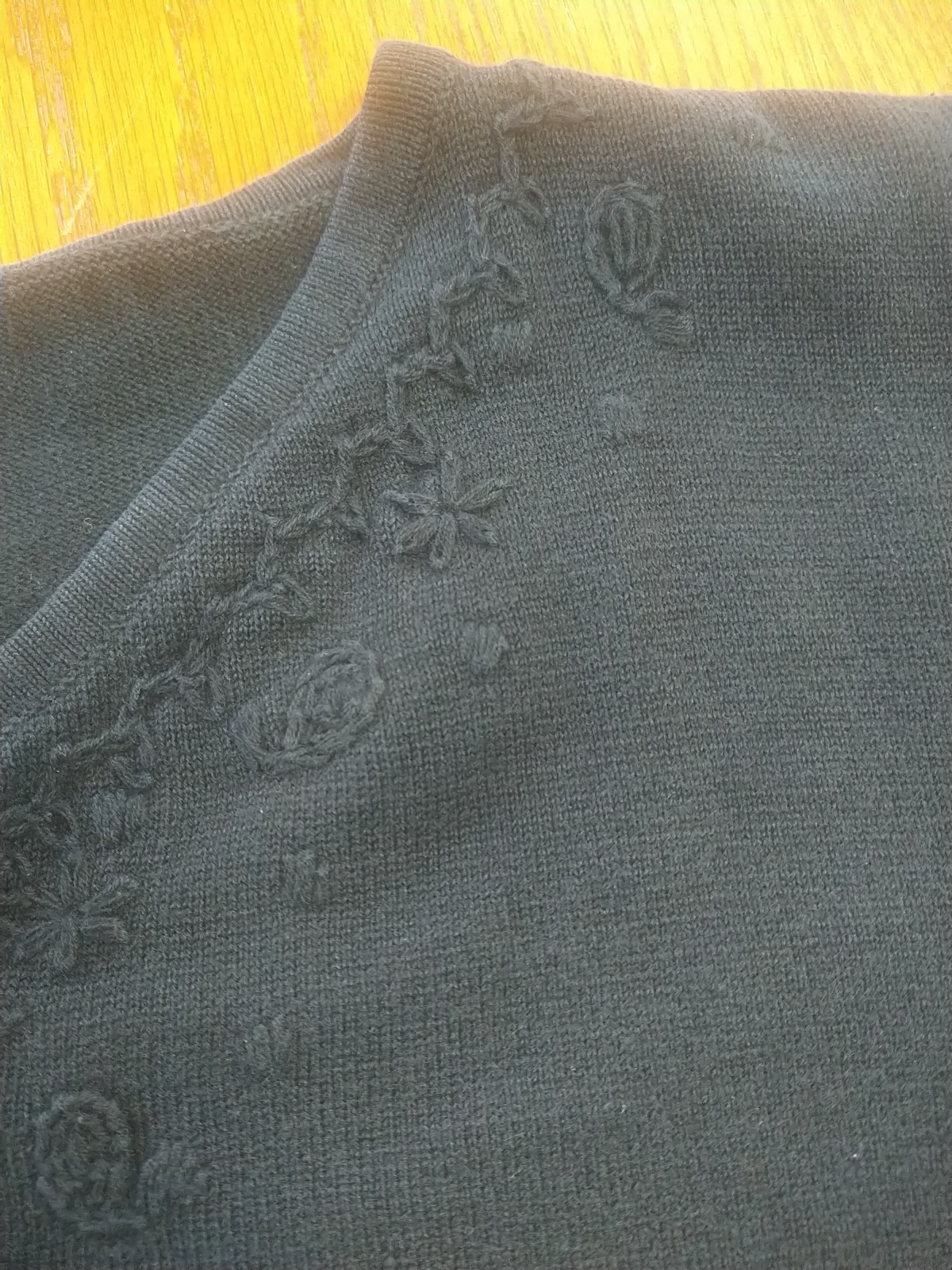 CARROLL REED Vintage Black Embroidered Blouse *SZ L* Made In Hong Kong