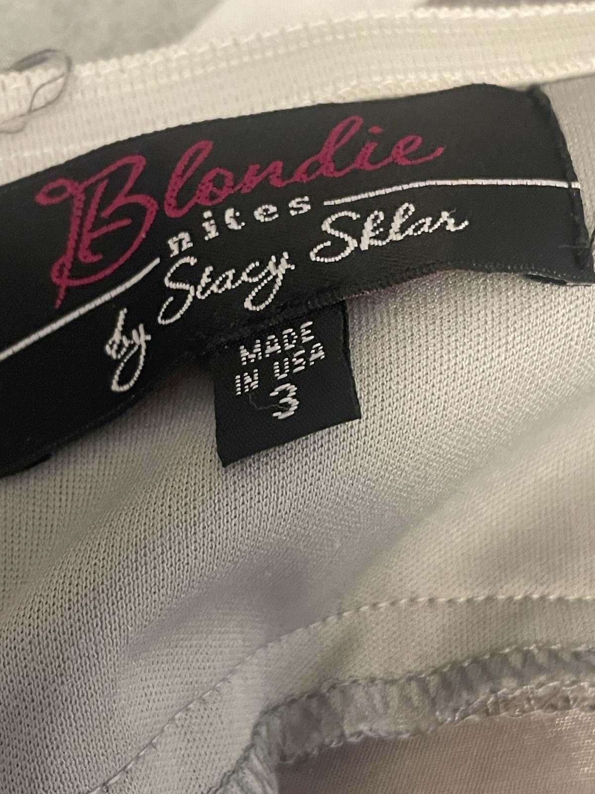 VTG Y2K Blondie Nites Stacy Sklar One Shoulder Mermaid Gown Metallic Silver 3