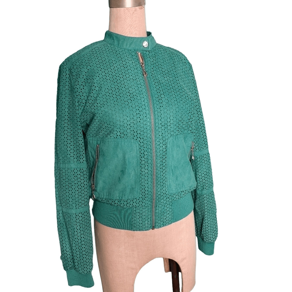 Kenneth Cole NY Cutout Green Bomber Jacket Size M