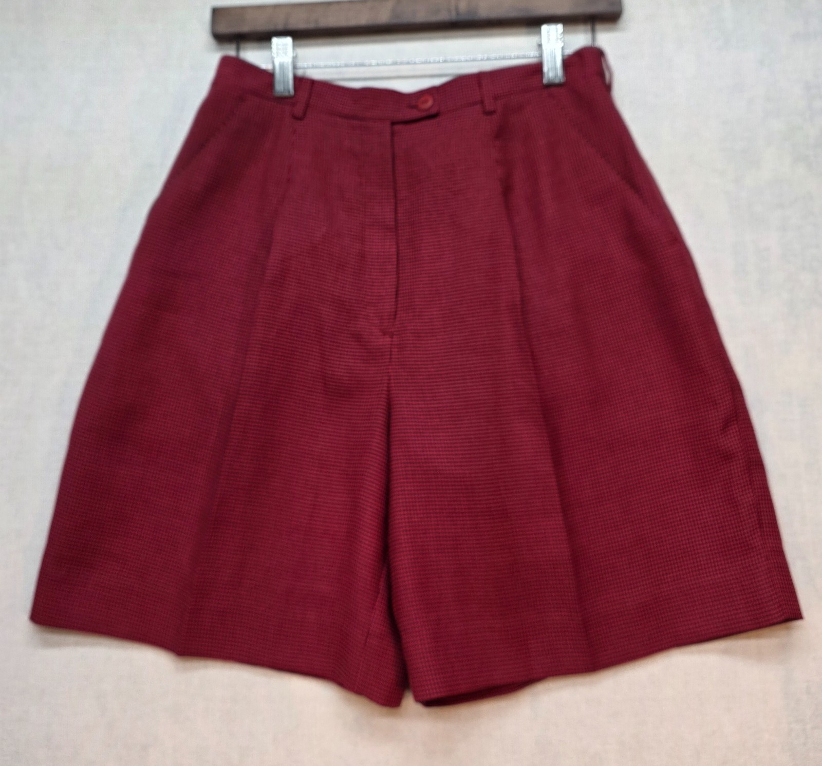 Vintage Tail High Waisted Trouser Shorts Red Check Preppy Retro Golf (4)