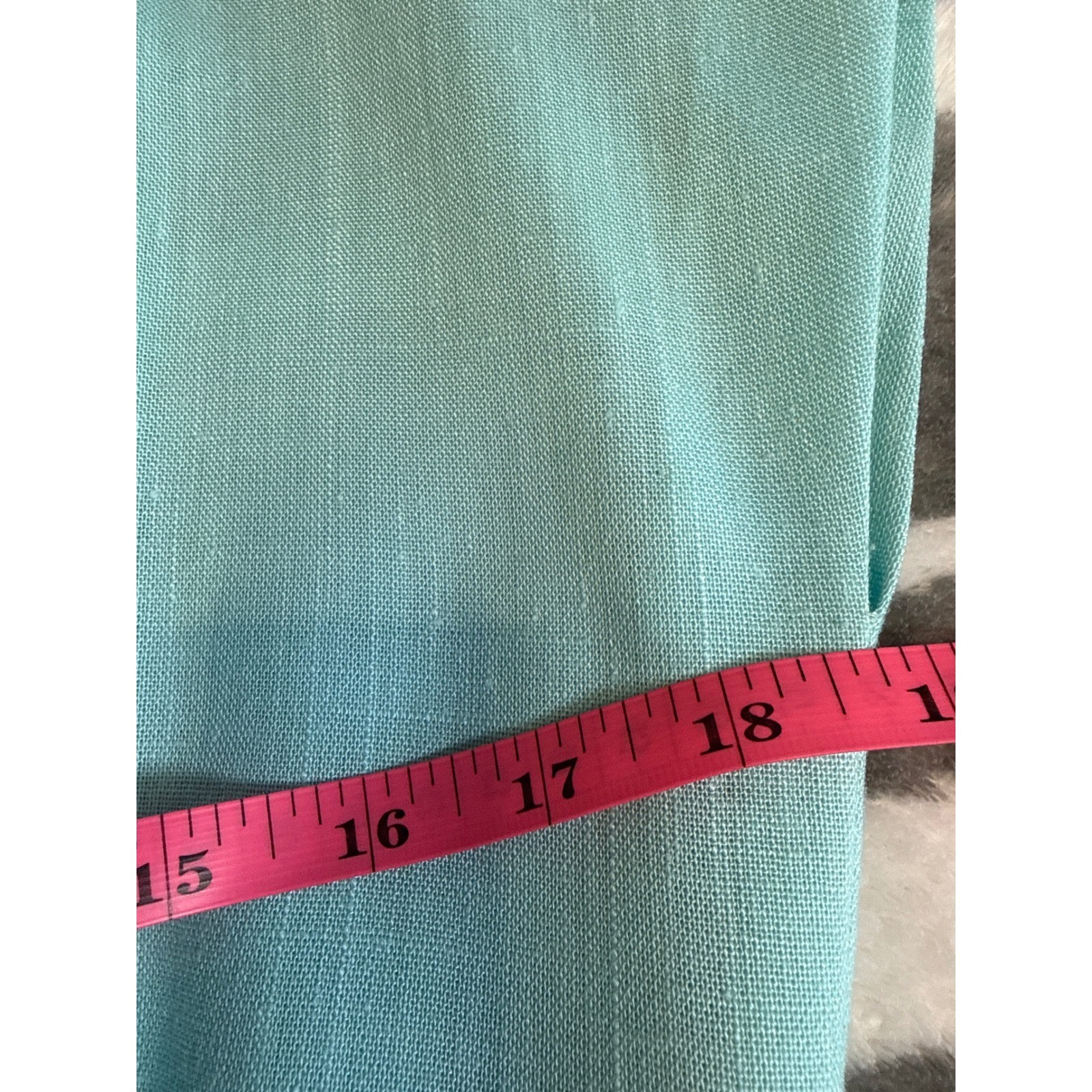 Caron Chicago EUC Vintage 60s Aqua Linen Mad Men Wiggle Dress Belted Sheath USA