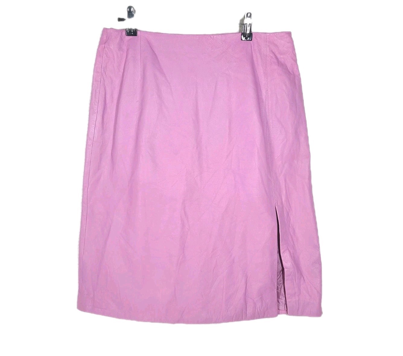 Y2K Leather Skirt Pink Calf Size 10 M/L Side Slit Retro Anne Klein 2 Mall Brand