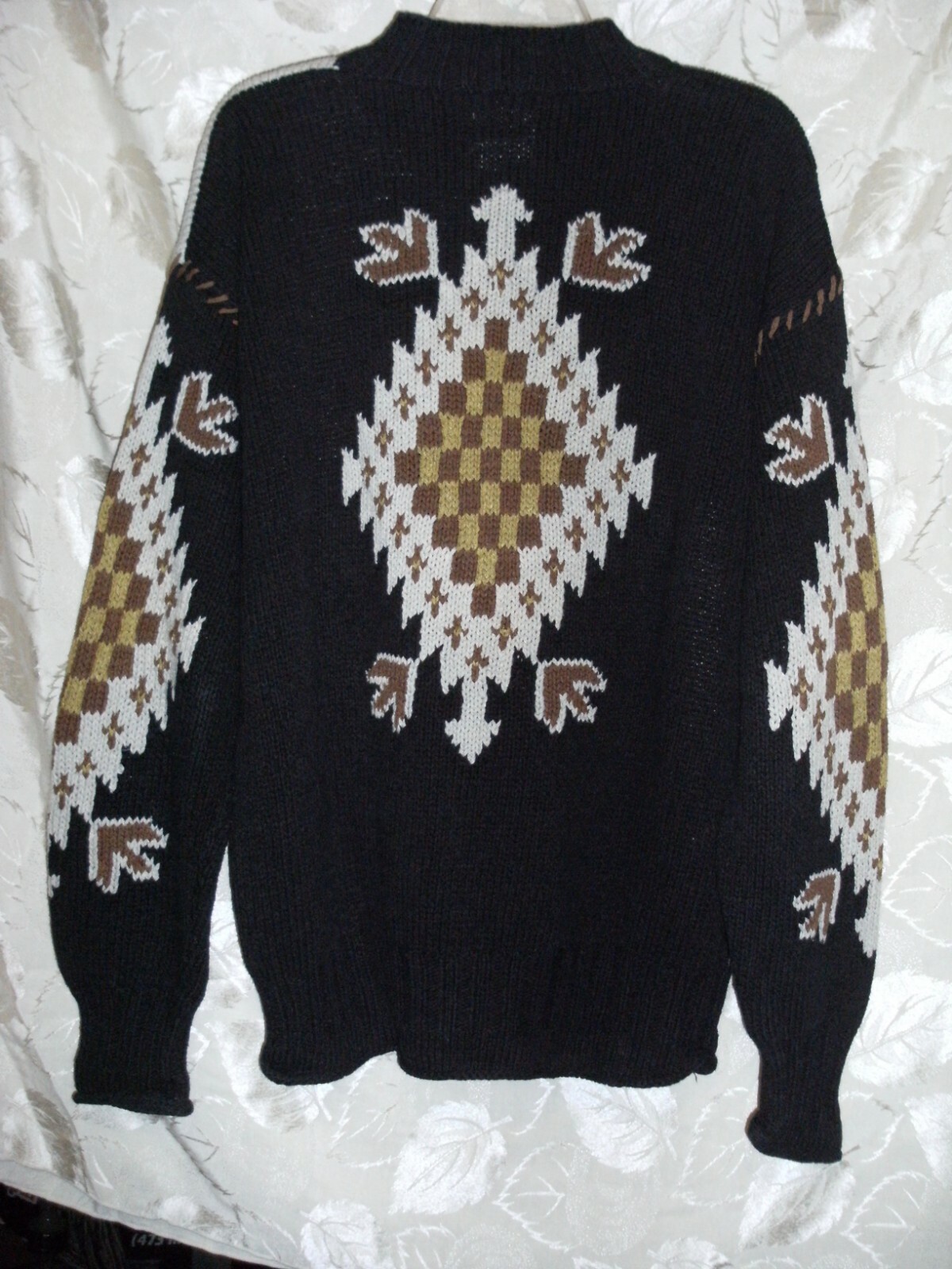 BASCO VINTAGE HAND KNIT SWEATER PULL OVER 58% SILK 42% COTTON BROWN TONES
