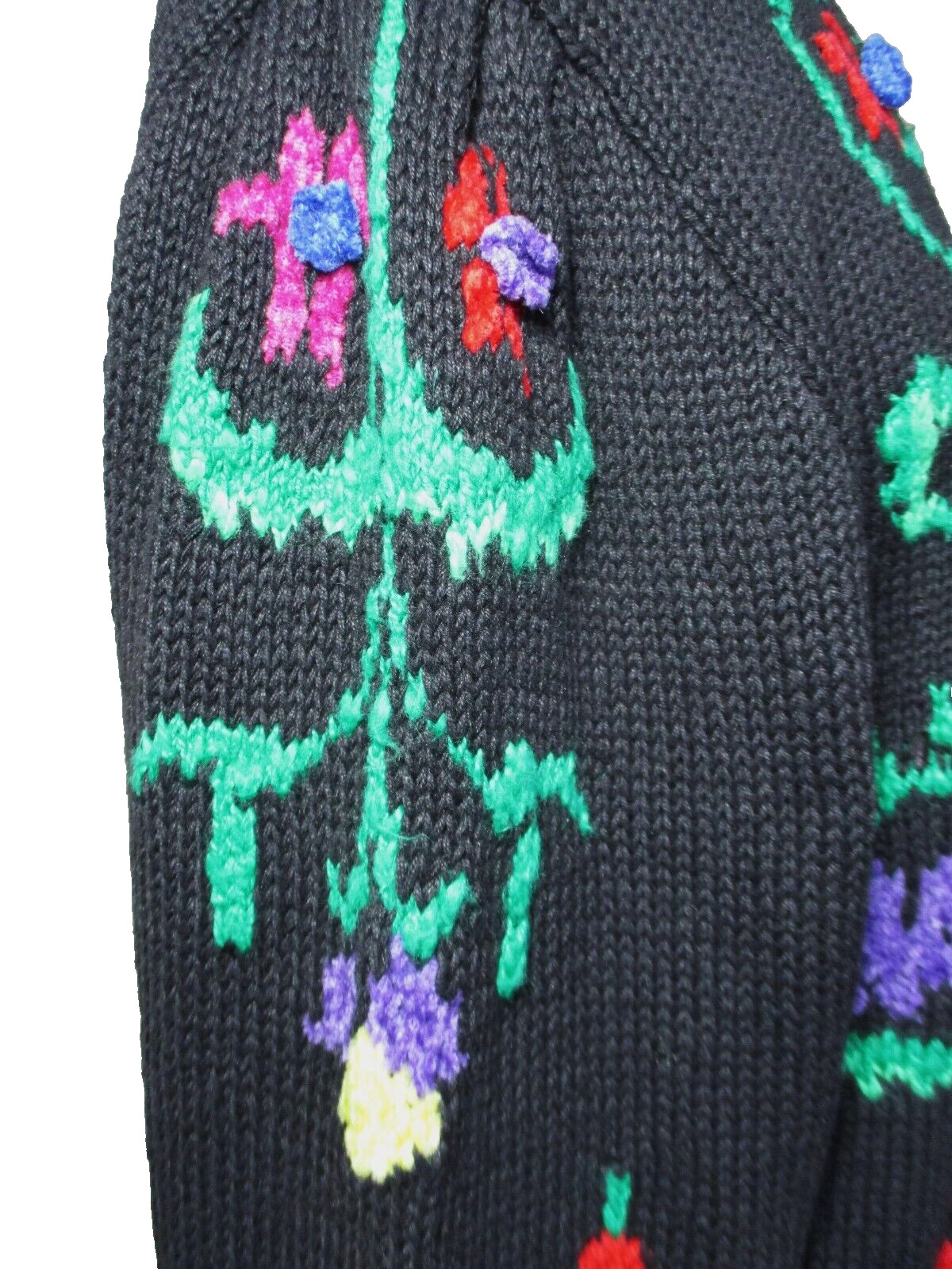 Vintage Studio Michelle Stuart Sweater Cardigan Black Embroidered Flowers M NWT