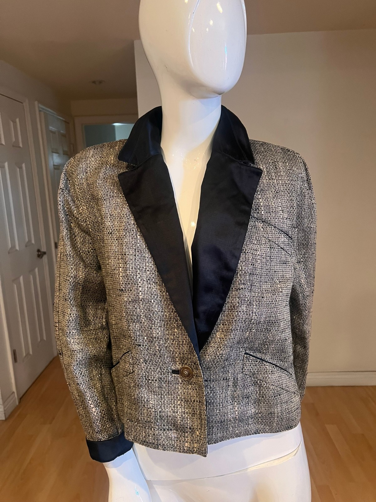 VINTAGE 80’S GIANNI VERSACE TWEED SILK LINEN BLAZER SZ L LARGE