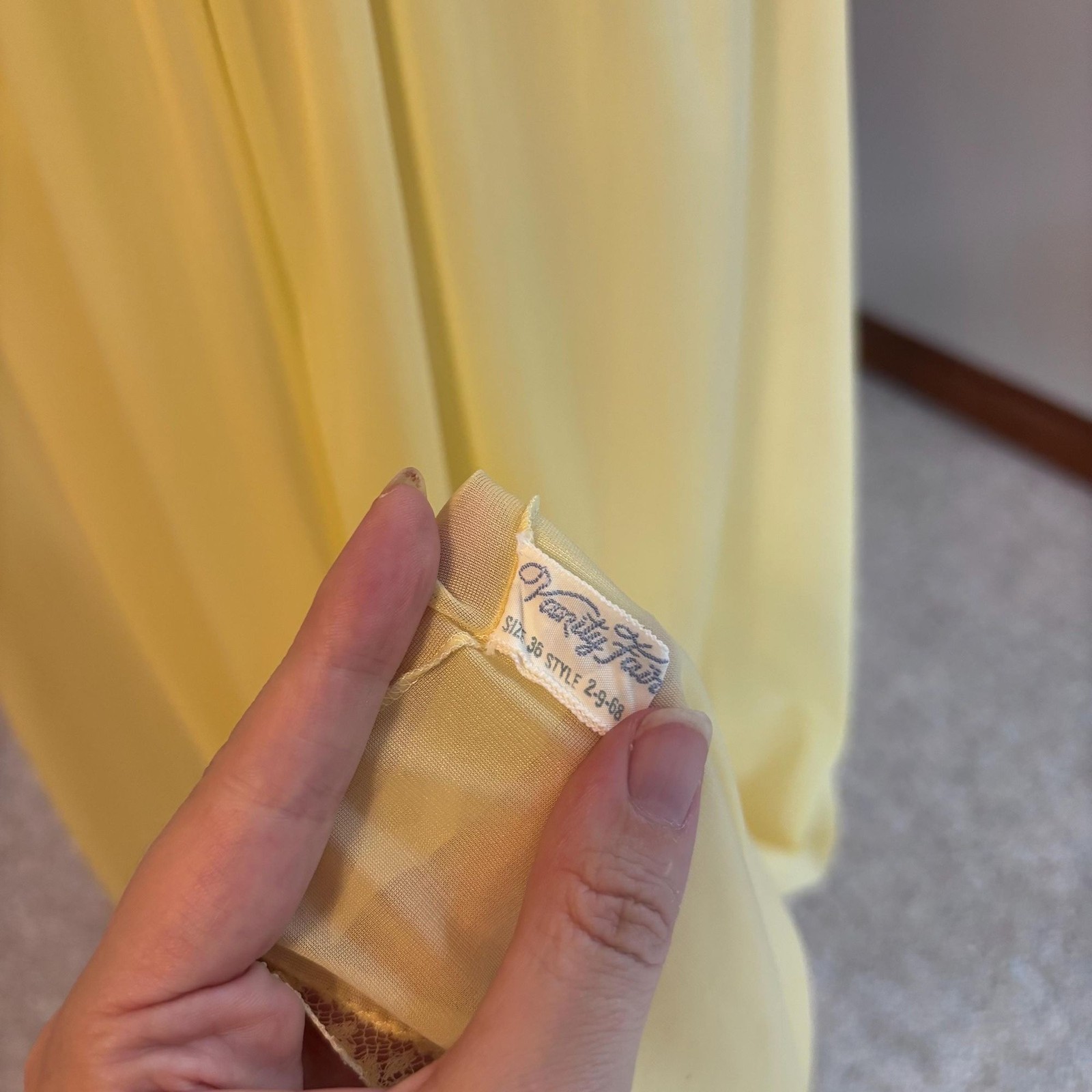 Vintage 70s Vanity Fair Romantic Ethereal Sheer Yellow Slip Dress Size Small