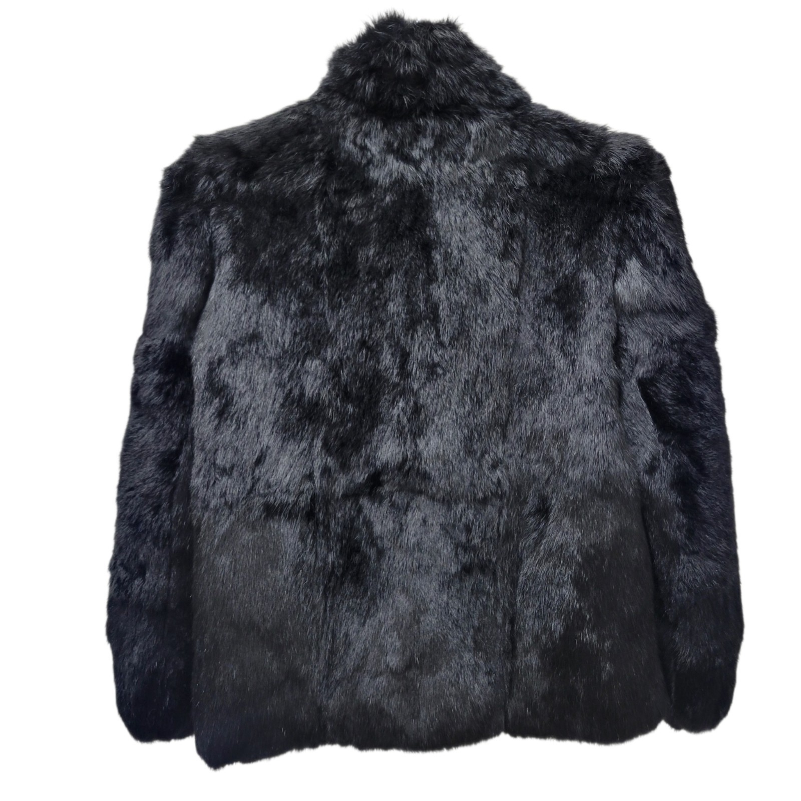 Sergio Valente Black Long-Sleeves Genuine Rabbit Fur Coat Women’s Size Medium