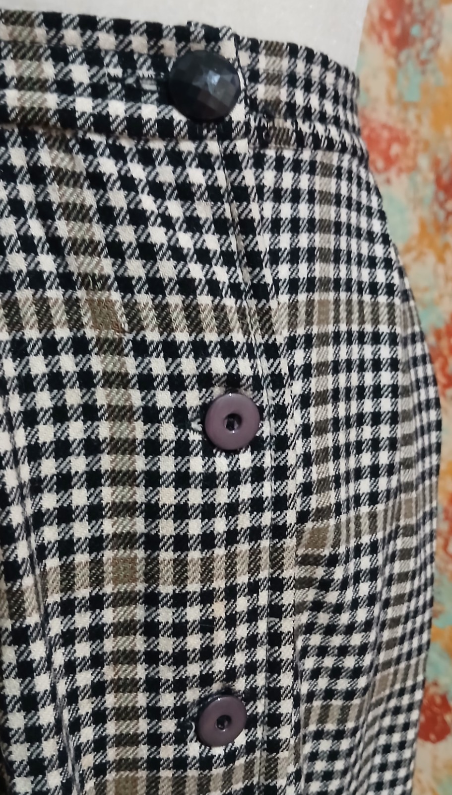 Vtg 1980s Pendleton Plaid All Wool Fitted Buttoned Front Maxi Skirt S