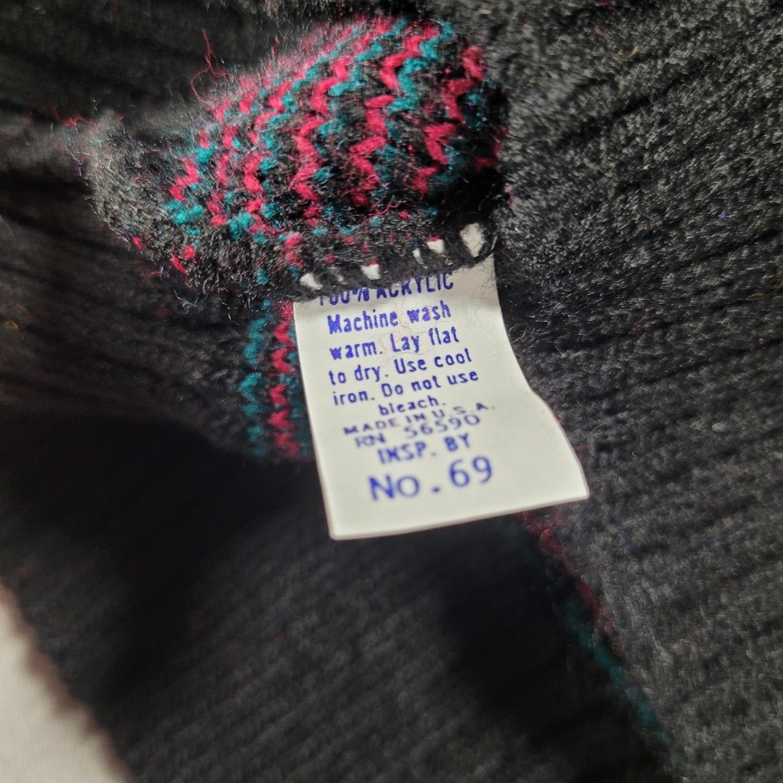 Vintage New Era Sweater Women Small Retro Colorful Color Block Knit Acrylic