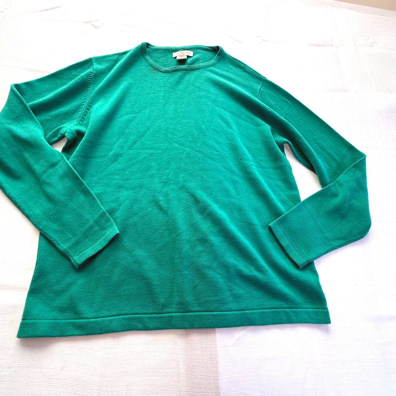 Vintage Yarnworks Green Sweater Medium Cotton Acrylic Minimalist Classic