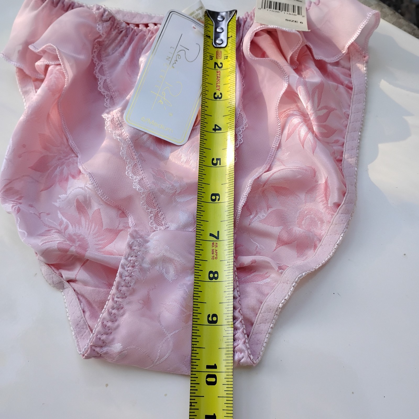 Vtg M/6 René Rofé Embossed Satin Chiffon Lace Flutter Bikini Panties NWT