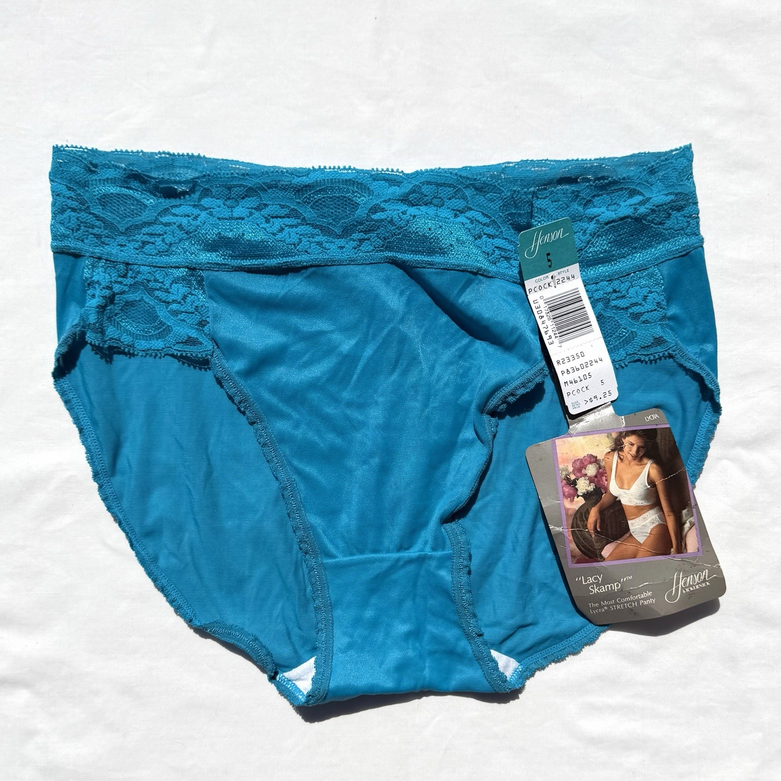 Vintage Henson Kickernick Lacy Skamp Panties Womens 5 Teal Blue