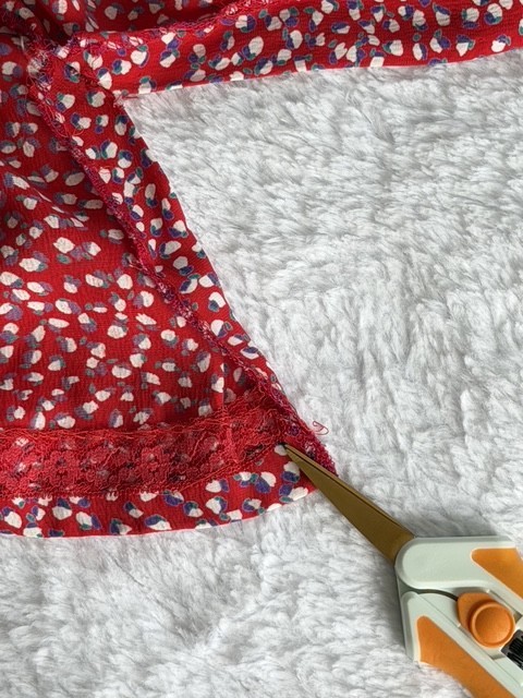 Vintage Jane Schaffhausen Belle France Rayon Dress Red Floral Ruffle Size 8 USA