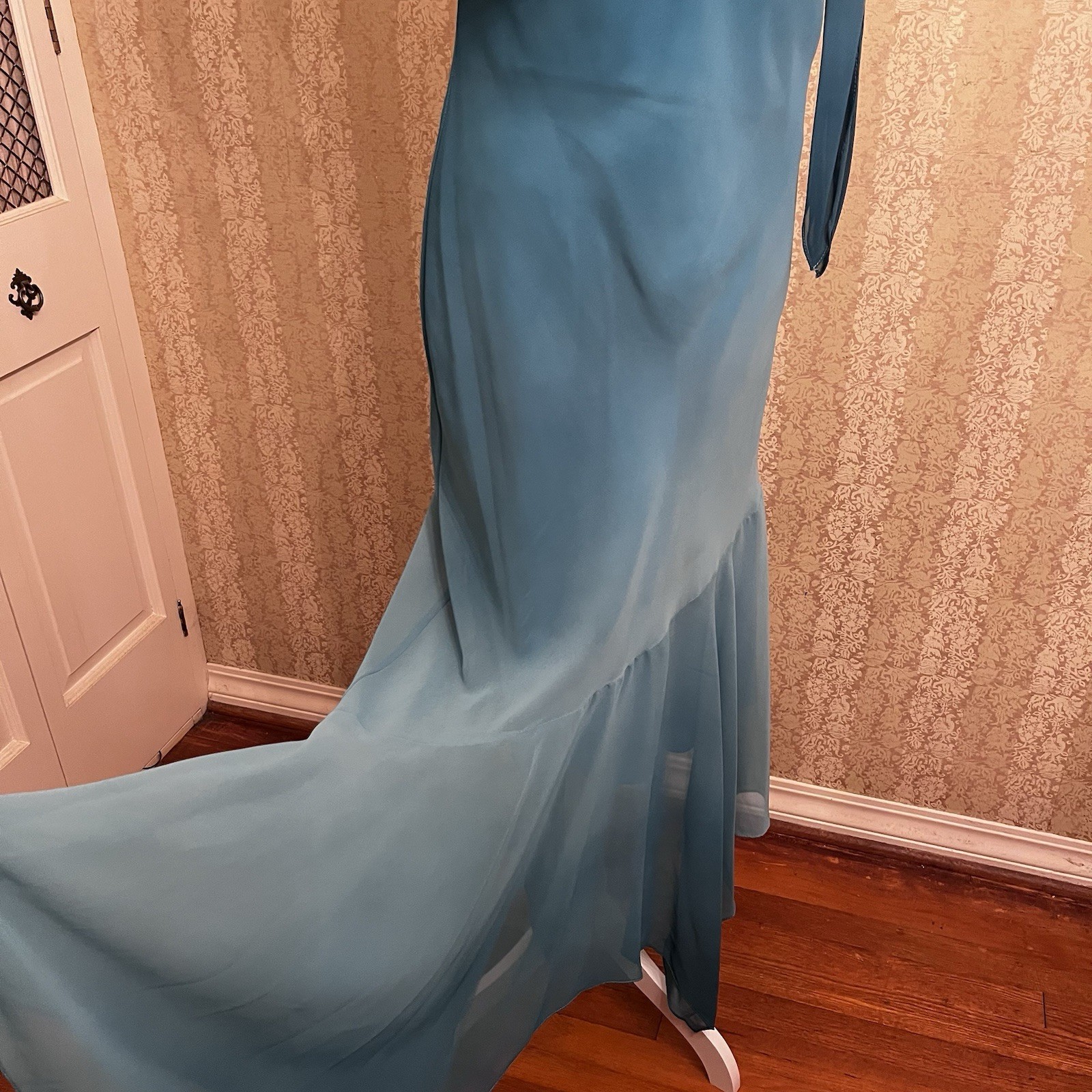 True Vintage Y2K Slip Dress Ombré BiasCut Cowl Neck Flutter Hem Fairy Grunge Lg
