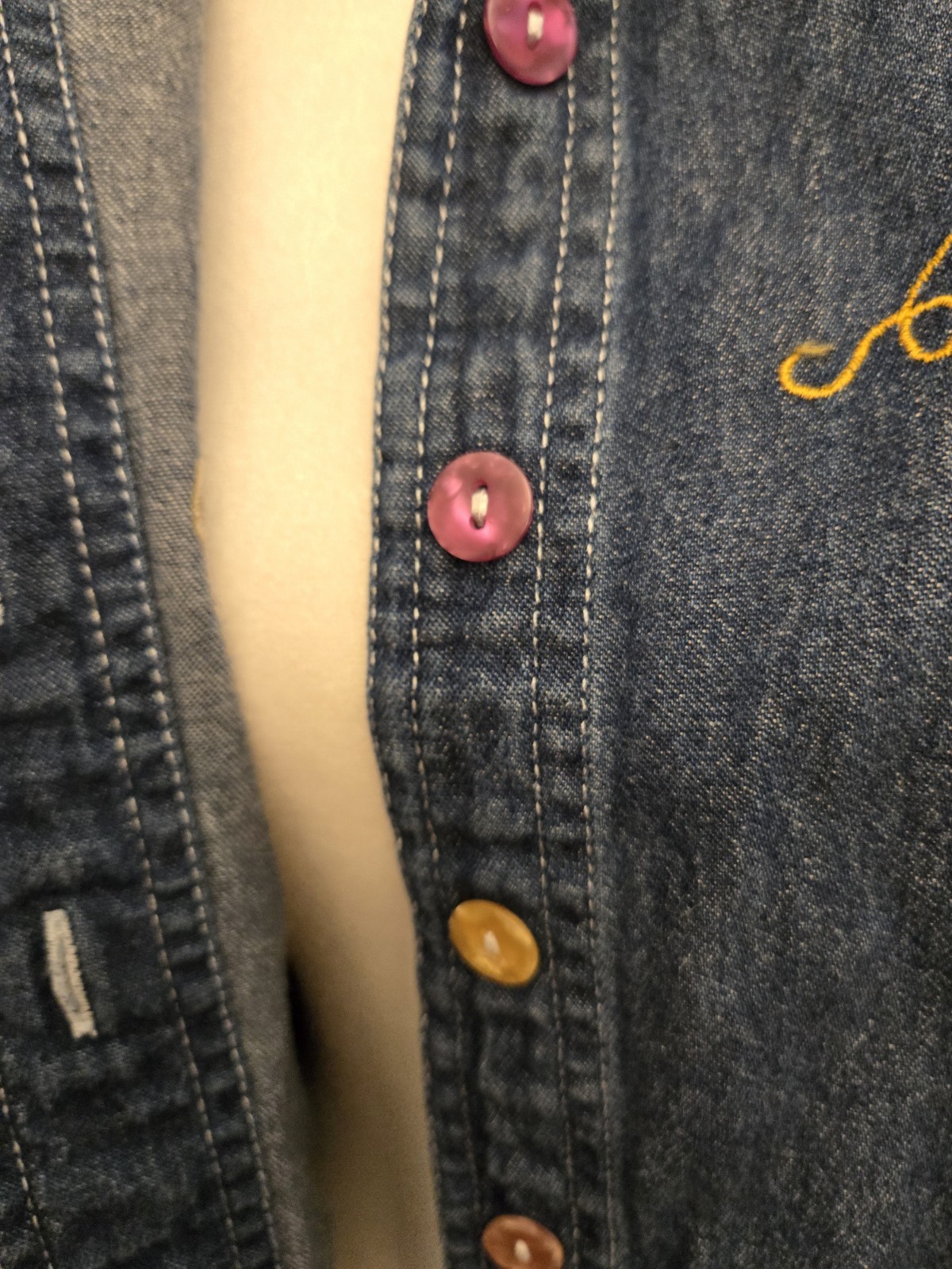 Silver Threads Vintage Embroidery Jean Shirt Large Multicolor Grapes Size LARGE