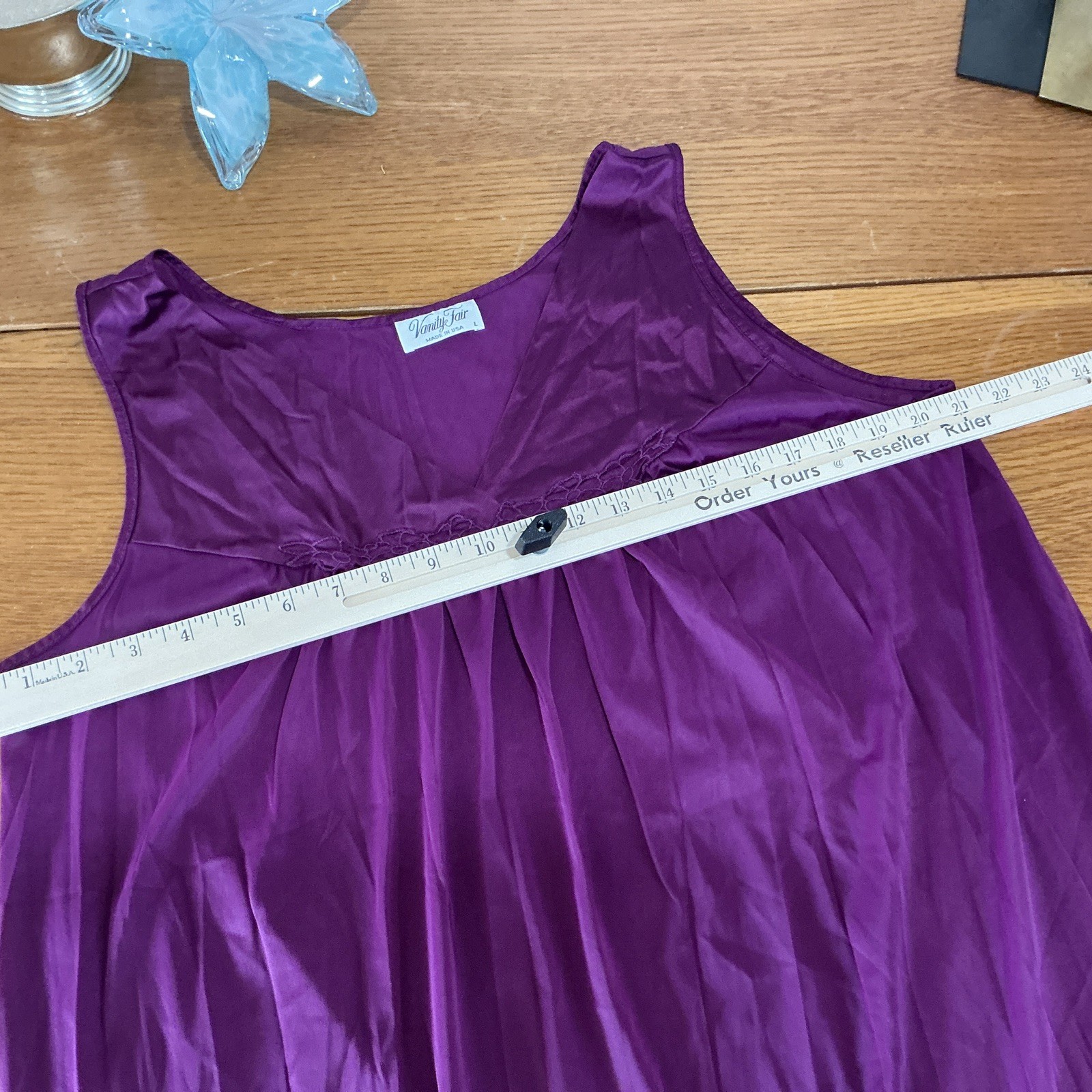 Vtg Vanity Fair Nightgown/Slip Dress Deep Plum Lace V-Neck Sleeveless USA S: L