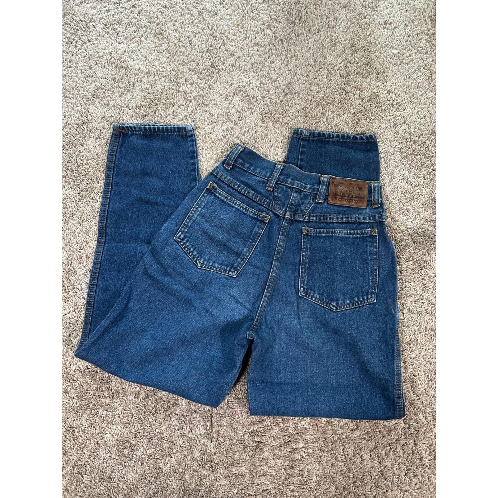 Vintage High Waisted Western Tapered Mom Jeans Straight Leg 80s Blue 24′