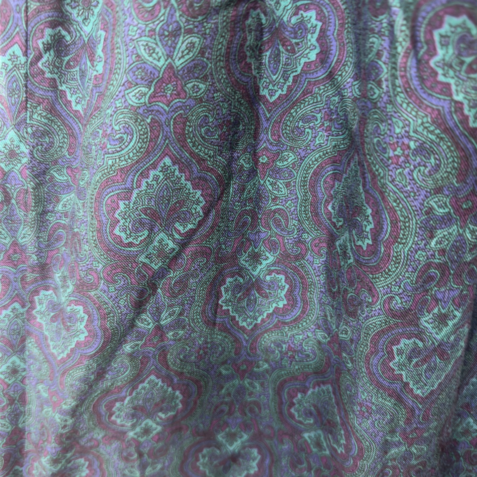 Vintage David Brooks Paisley Midi Skirt Teal Purple Rayon Made in Yugoslavia 8