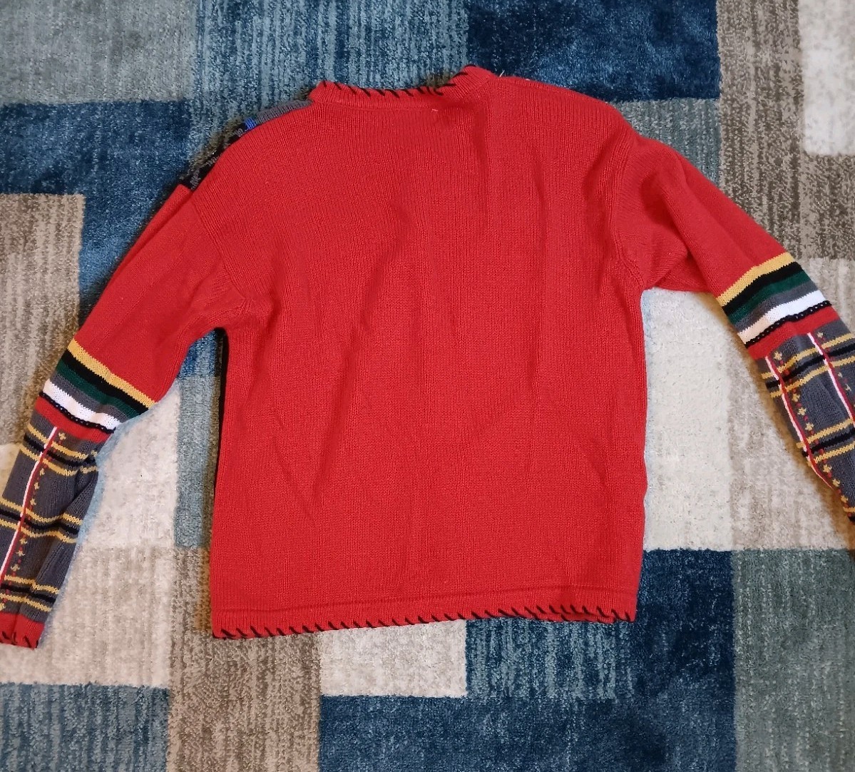 Margules Vintage Sweater Cardigan Medium Shoulder Pads Red Multicolor
